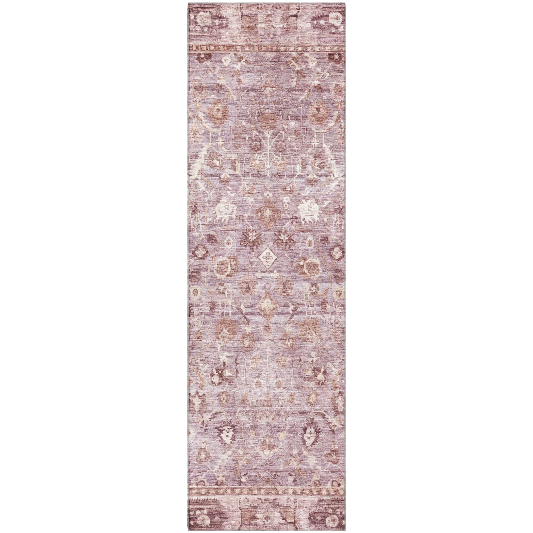 Cairo Machine Washable Traditional Blush Pink Rug 2'3" x 7'6" #shape_Runner