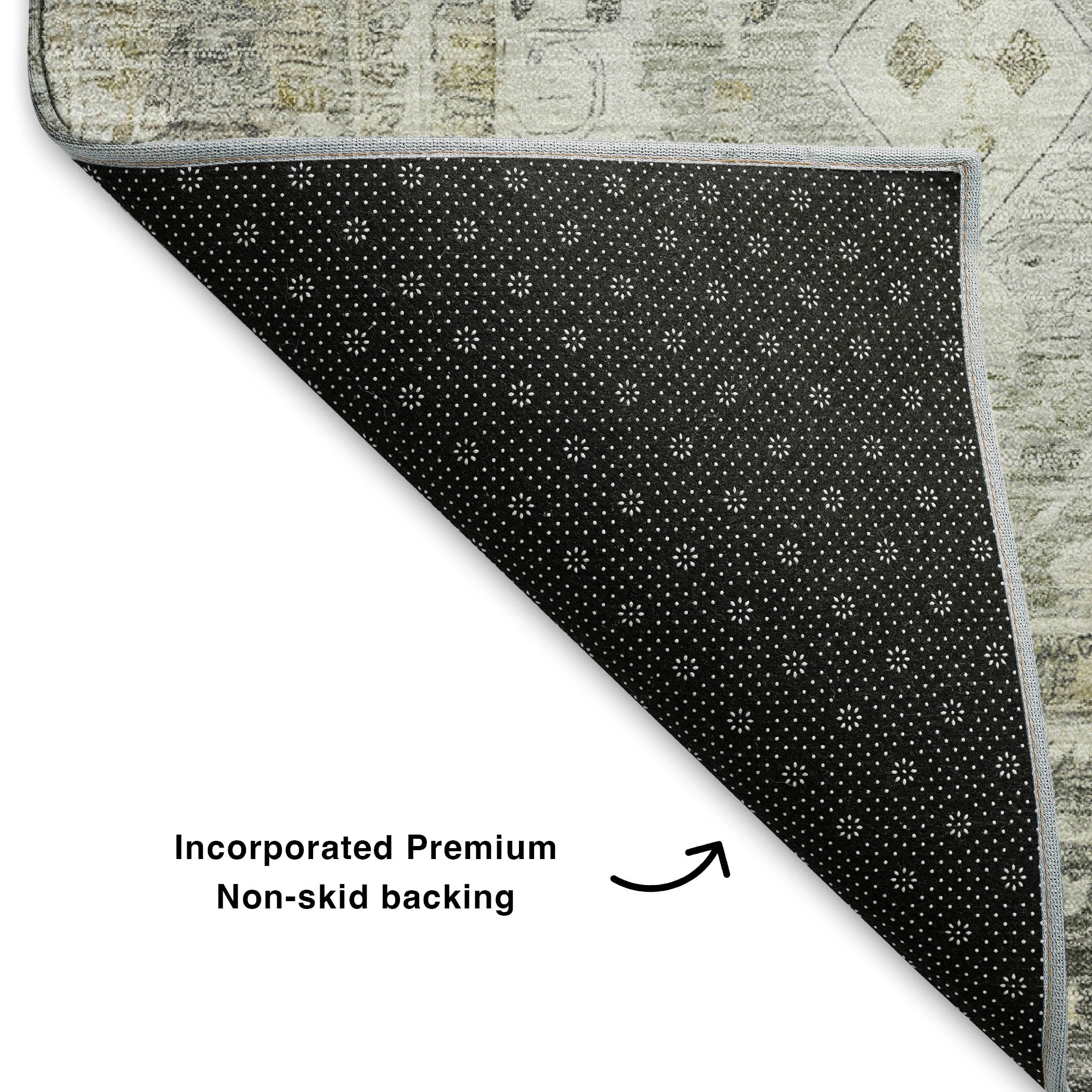 Cairo Machine Washable Traditional Pewter Gray Rug 1'8" x 2'6" #shape_Rectangle