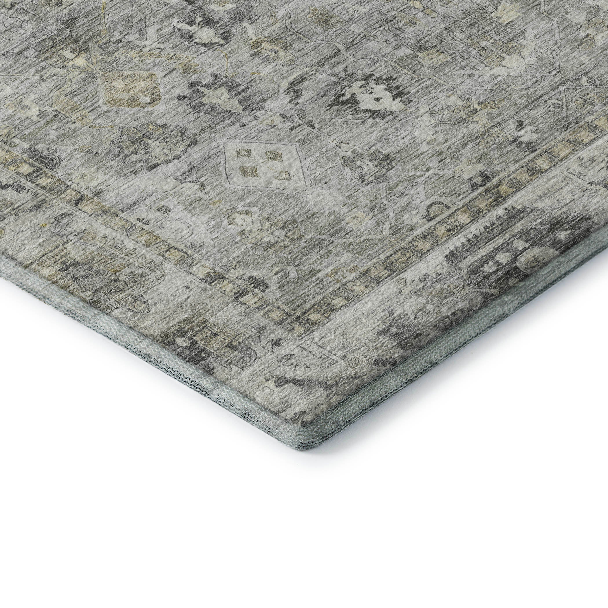 Cairo Machine Washable Traditional Pewter Gray Rug 1'8" x 2'6" #shape_Rectangle
