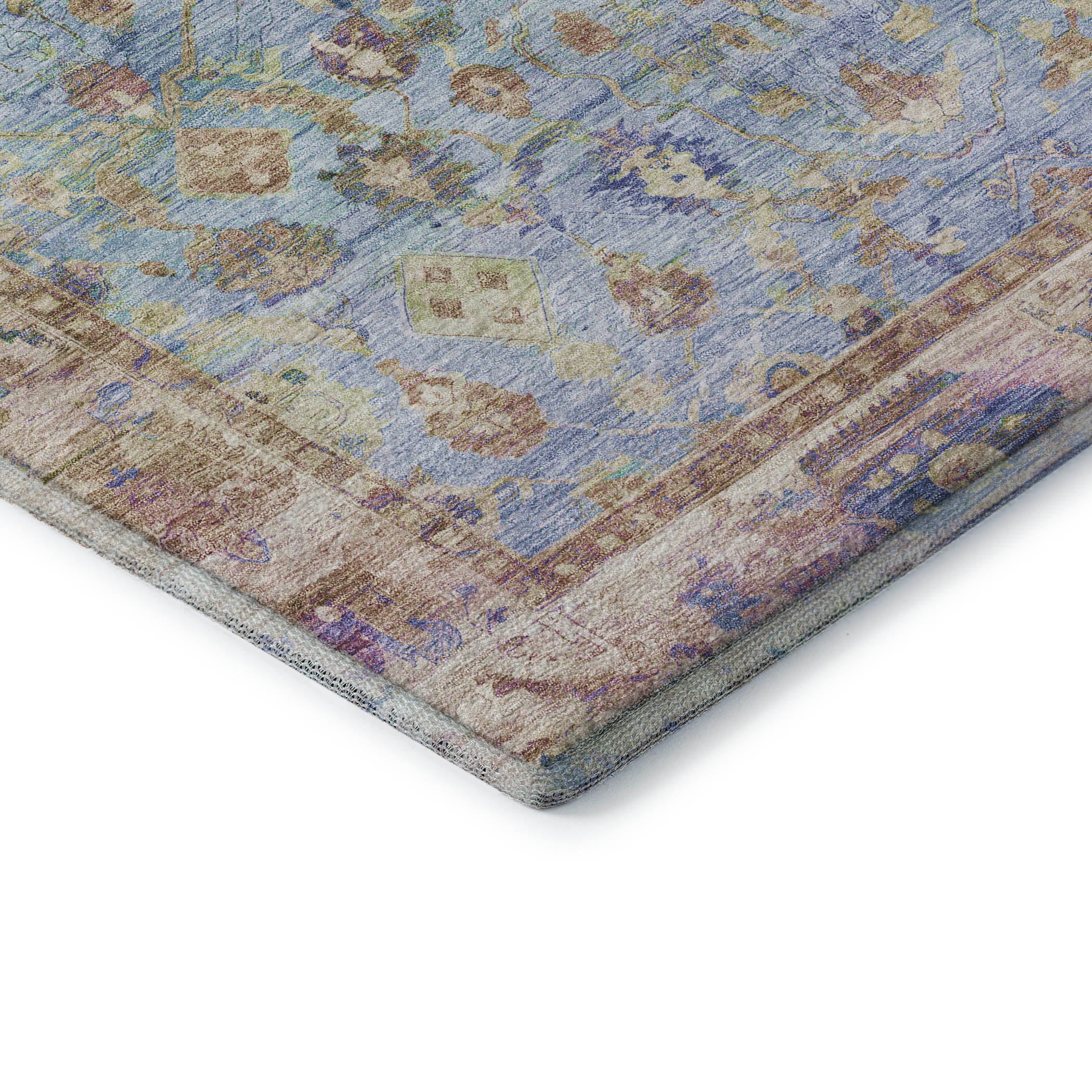Cairo Machine Washable Traditional Seafoam Blue Rug 1'8" x 2'6" #shape_Rectangle