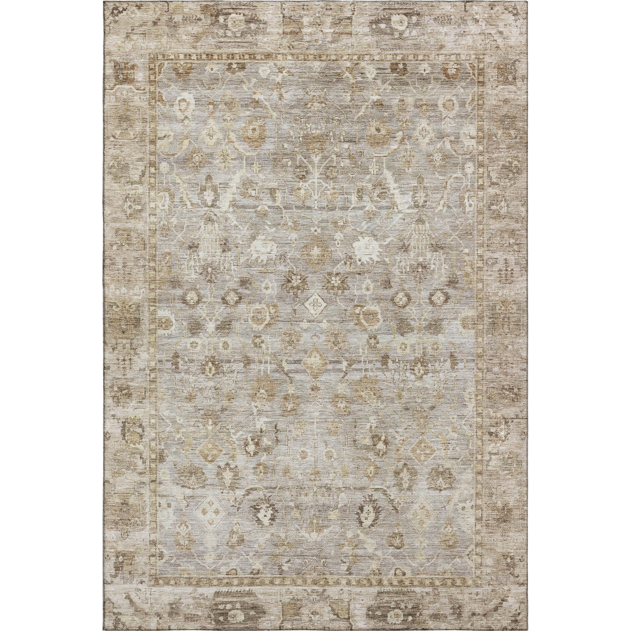 Cairo Machine Washable Traditional Taupe Brown Rug 2'6" x 3'10" #shape_Rectangle