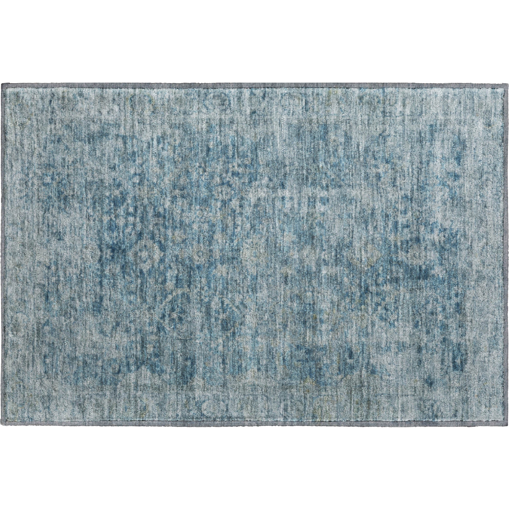 Bern Machine Washable Traditional Blue Rug 1'8" x 2'6" #shape_Rectangle