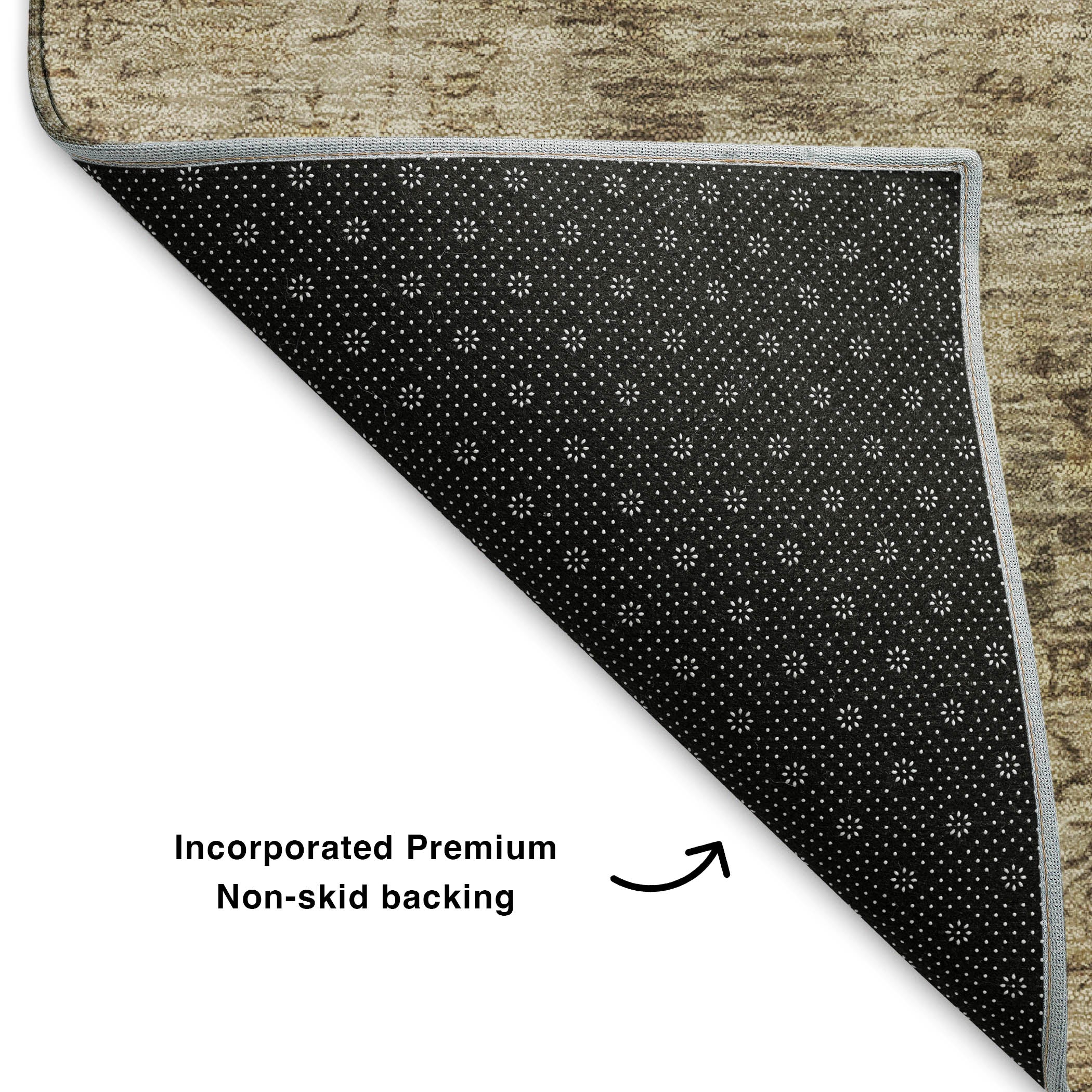 Bern Machine Washable Traditional Brown Rug 1'8" x 2'6" #shape_Rectangle