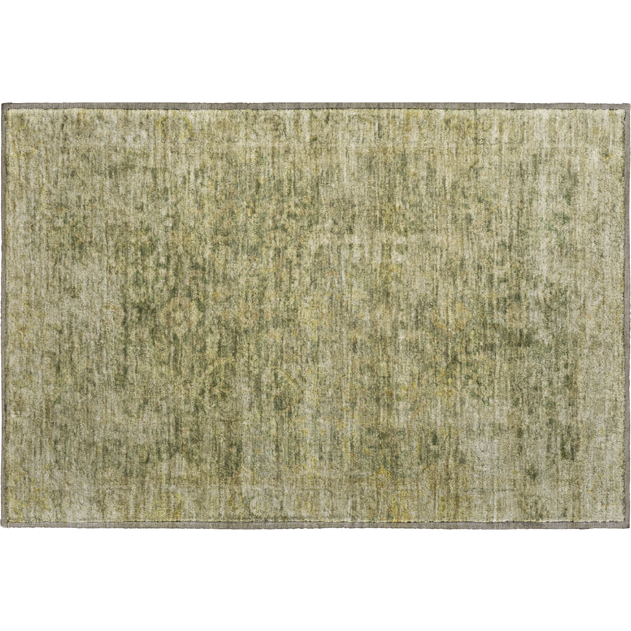 Bern Machine Washable Traditional Green Rug 1'8" x 2'6" #shape_Rectangle