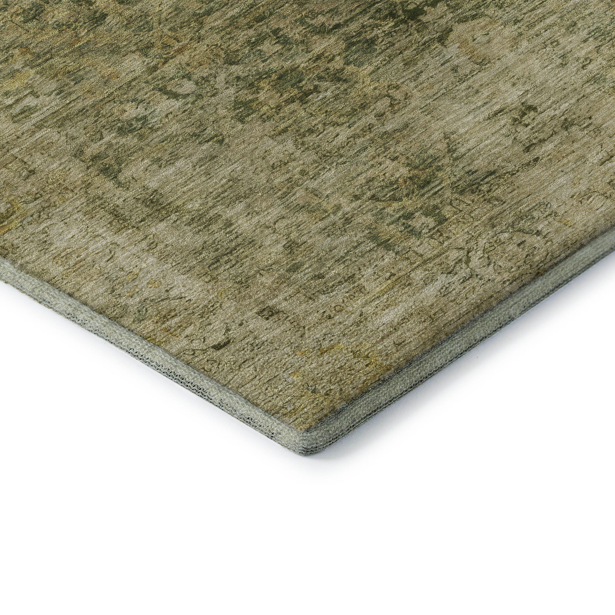 Bern Machine Washable Traditional Green Rug 1'8" x 2'6" #shape_Rectangle