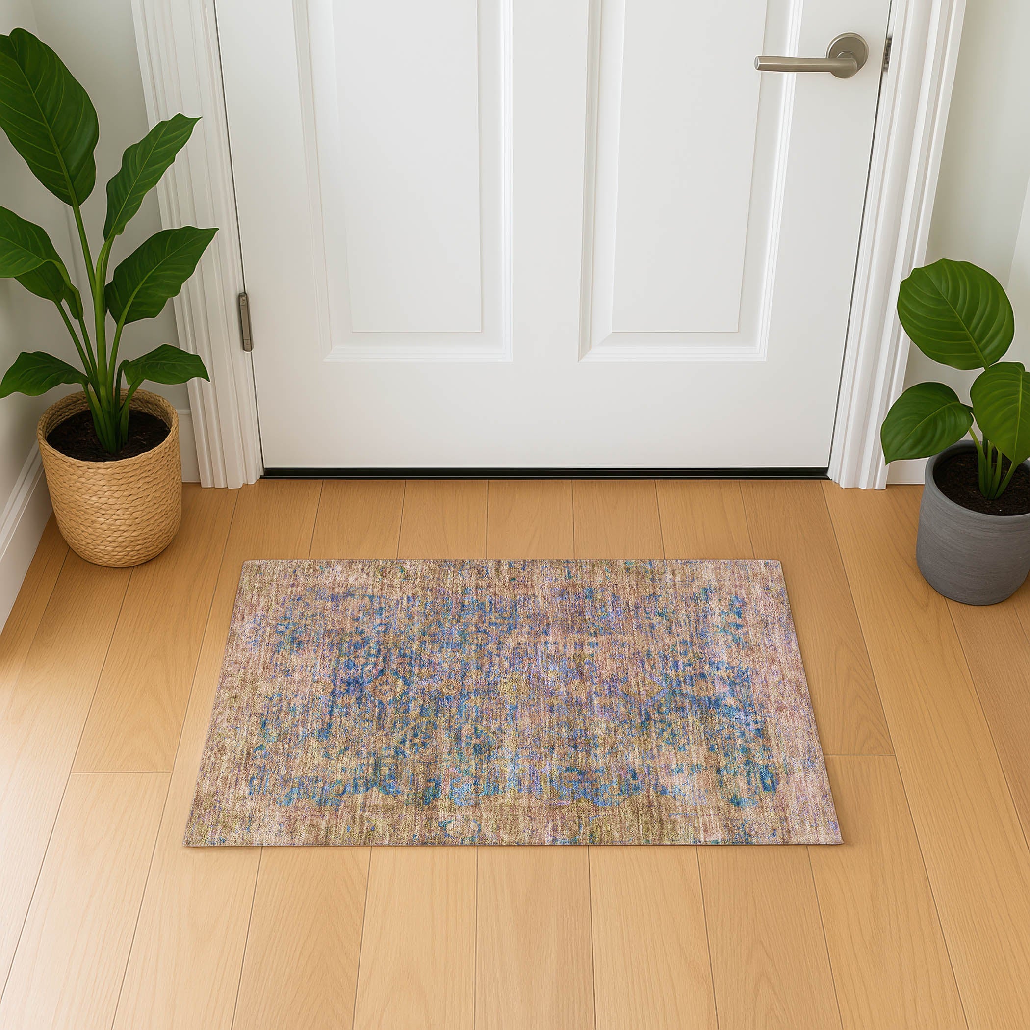Bern Machine Washable Traditional Navy Blue Rug 1'8" x 2'6" #shape_Rectangle