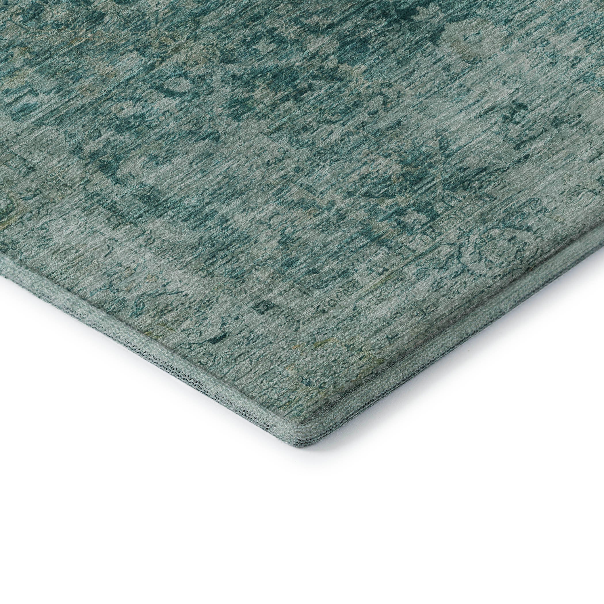 Bern Machine Washable Traditional Teal Rug 1'8" x 2'6" #shape_Rectangle