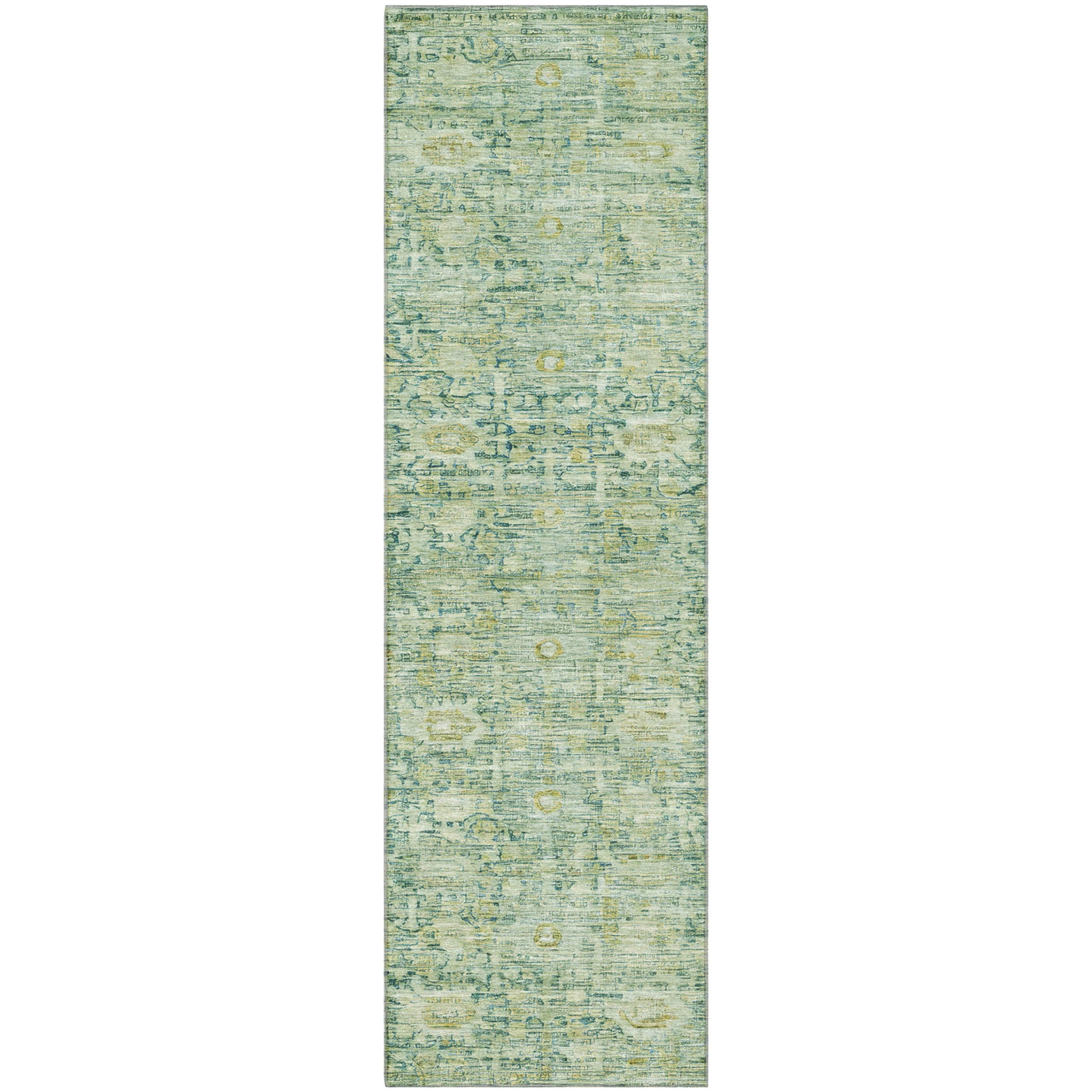 Siena Machine Washable Transitional Aloe Green Rug 2'3" x 7'6" #shape_Runner