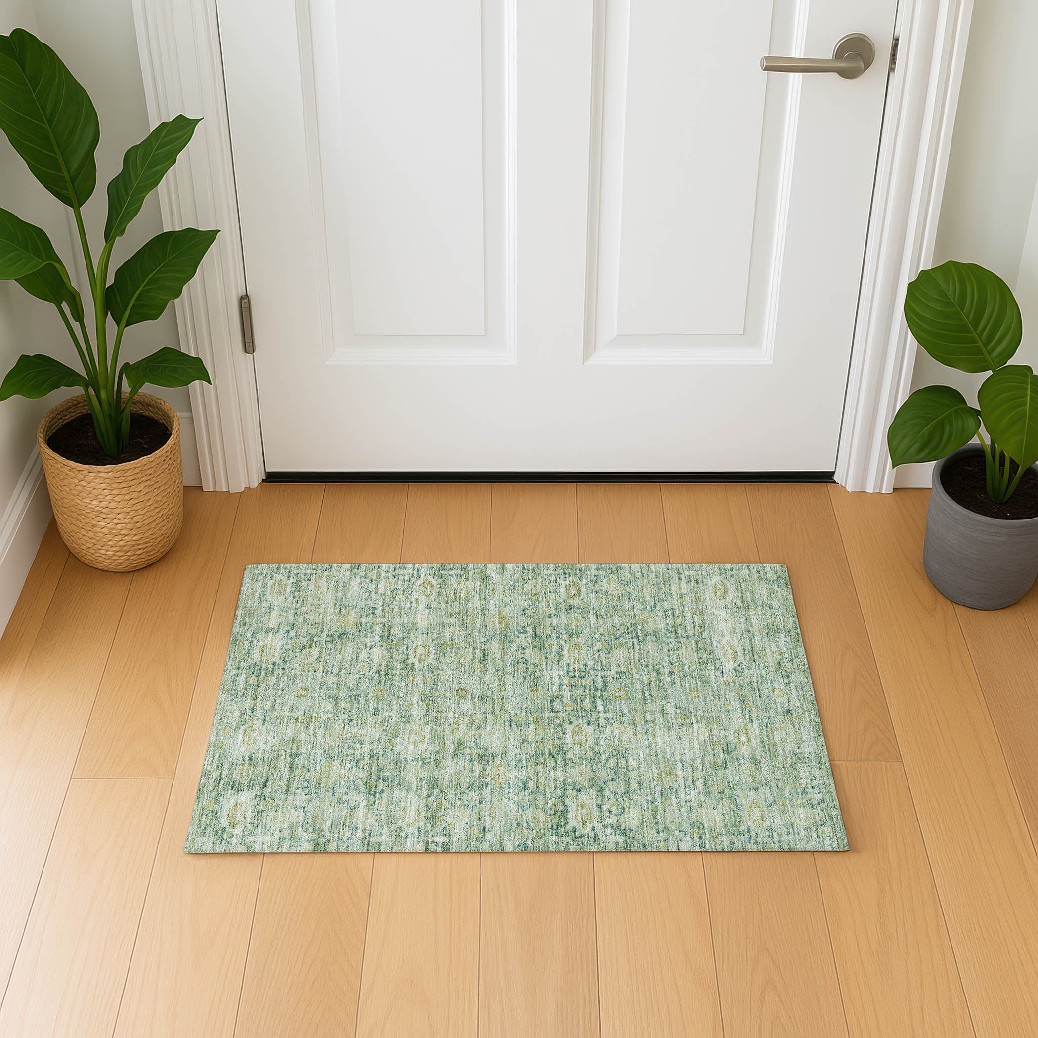 Siena Machine Washable Transitional Aloe Green Rug 1'8" x 2'6" #shape_Rectangle