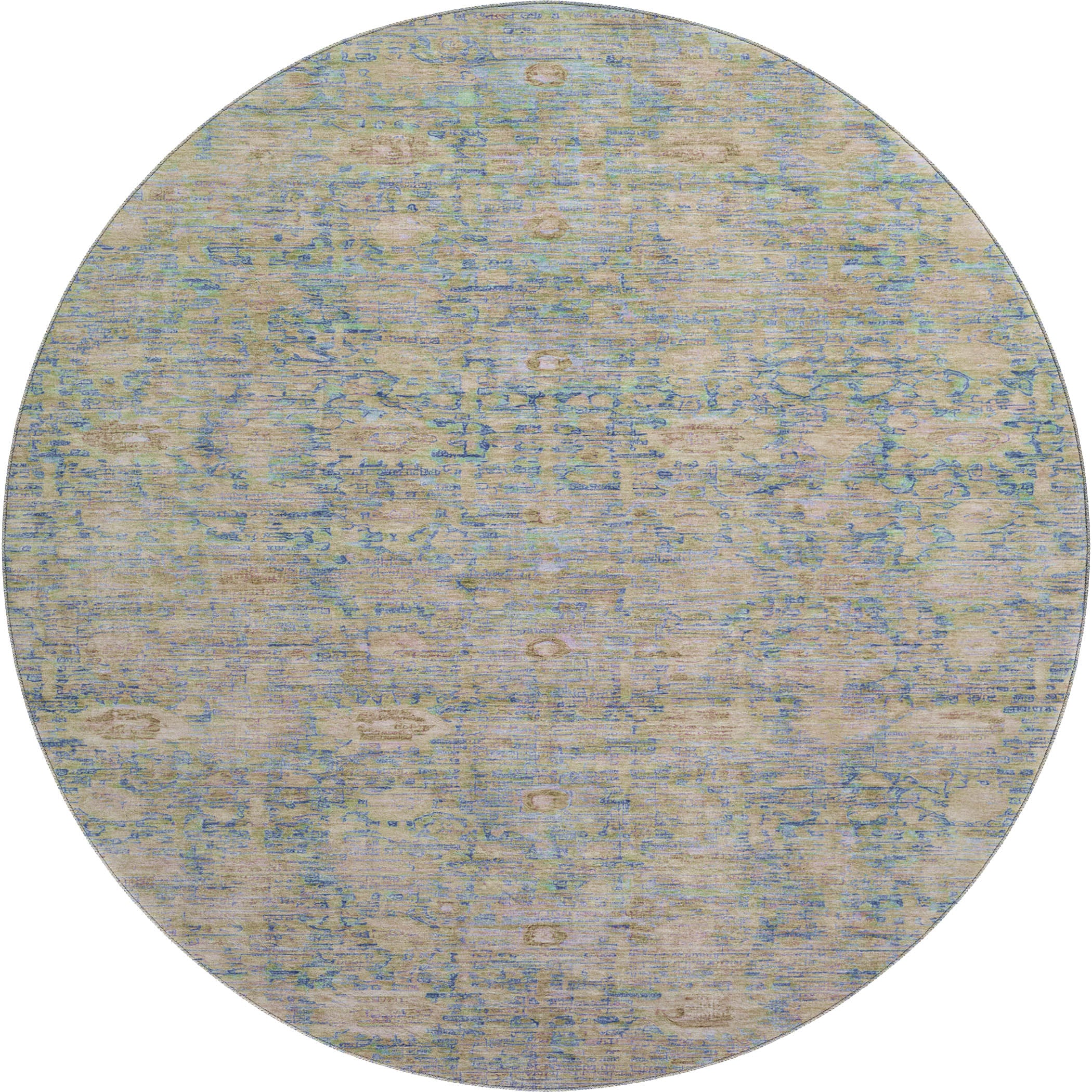 Siena Machine Washable Transitional Coral Orange Rug 8' x 8' #shape_Round