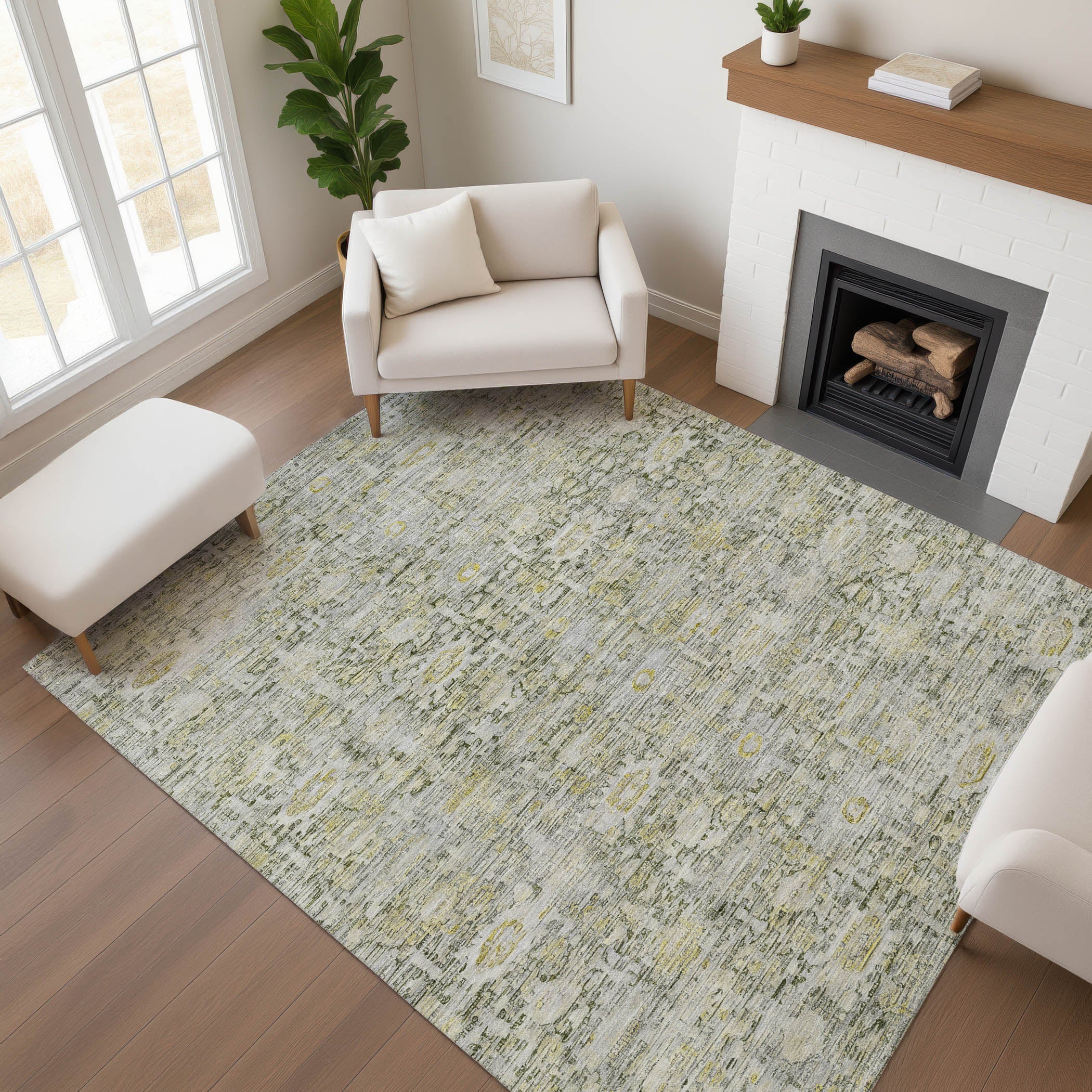 Siena Machine Washable Transitional Pewter Gray Rug 2'6" x 3'10" #shape_Rectangle