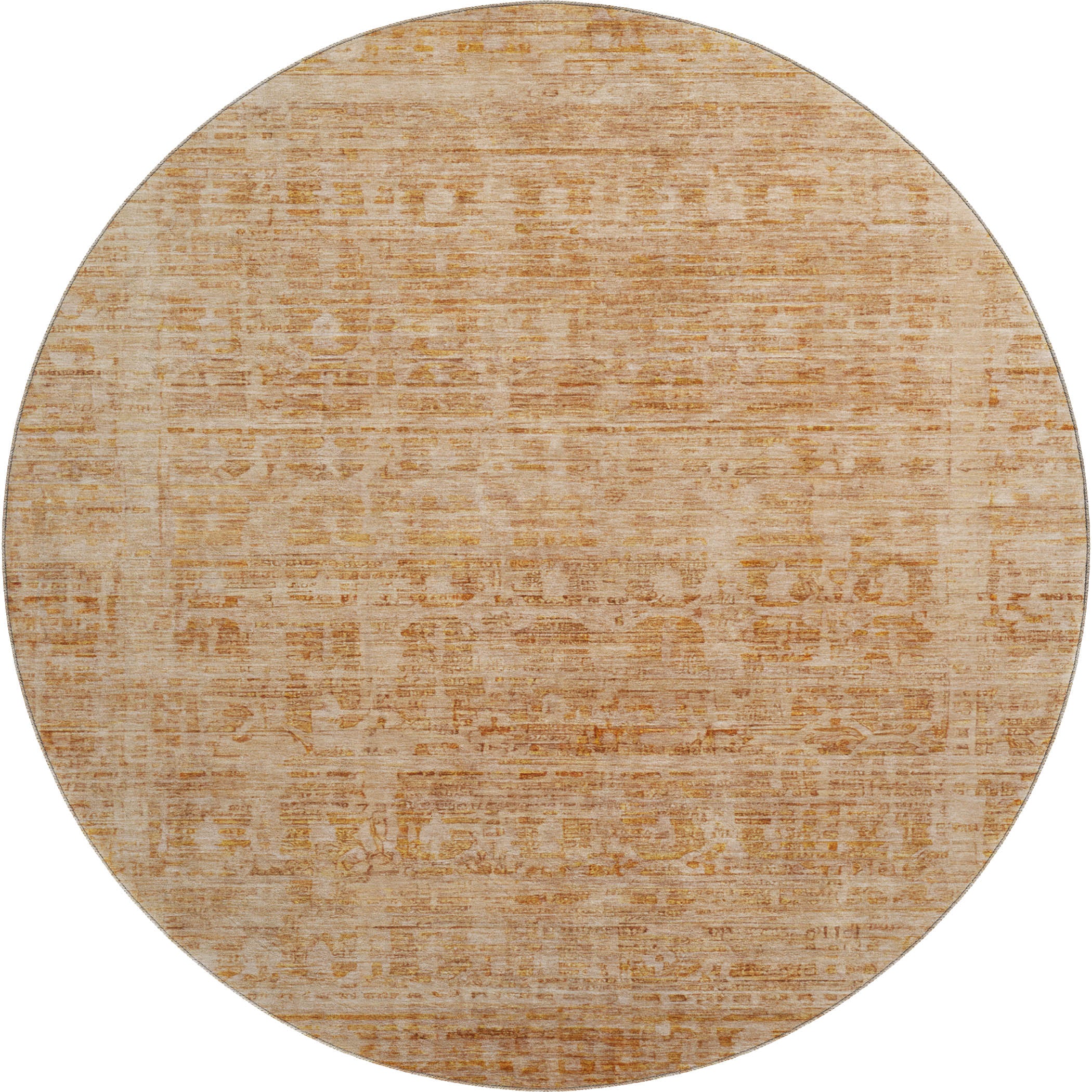 Luang Prabang Machine Washable Transitional Coral Orange Rug 8' x 8' #shape_Round