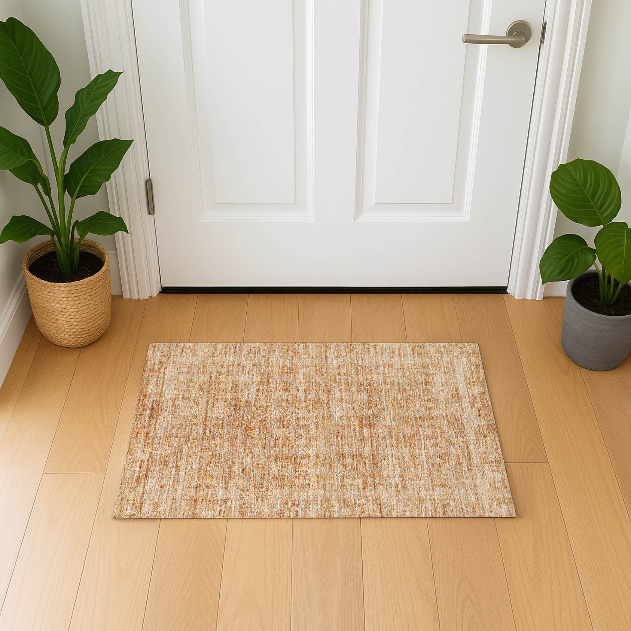 Luang Prabang Machine Washable Transitional Coral Orange Rug 1'8" x 2'6" #shape_Rectangle