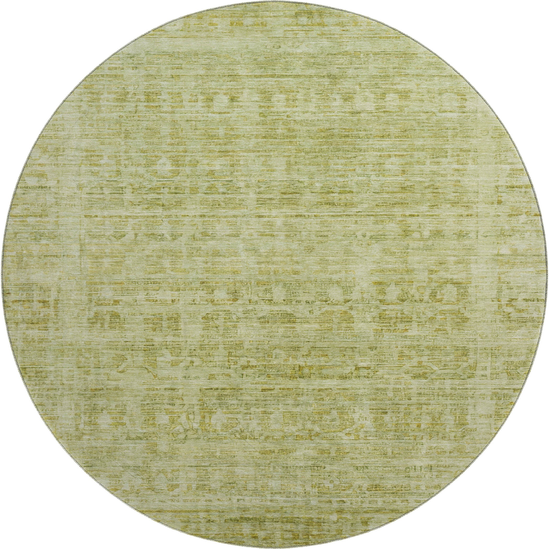 Luang Prabang Machine Washable Transitional Sage Green Rug 8' x 8' #shape_Round