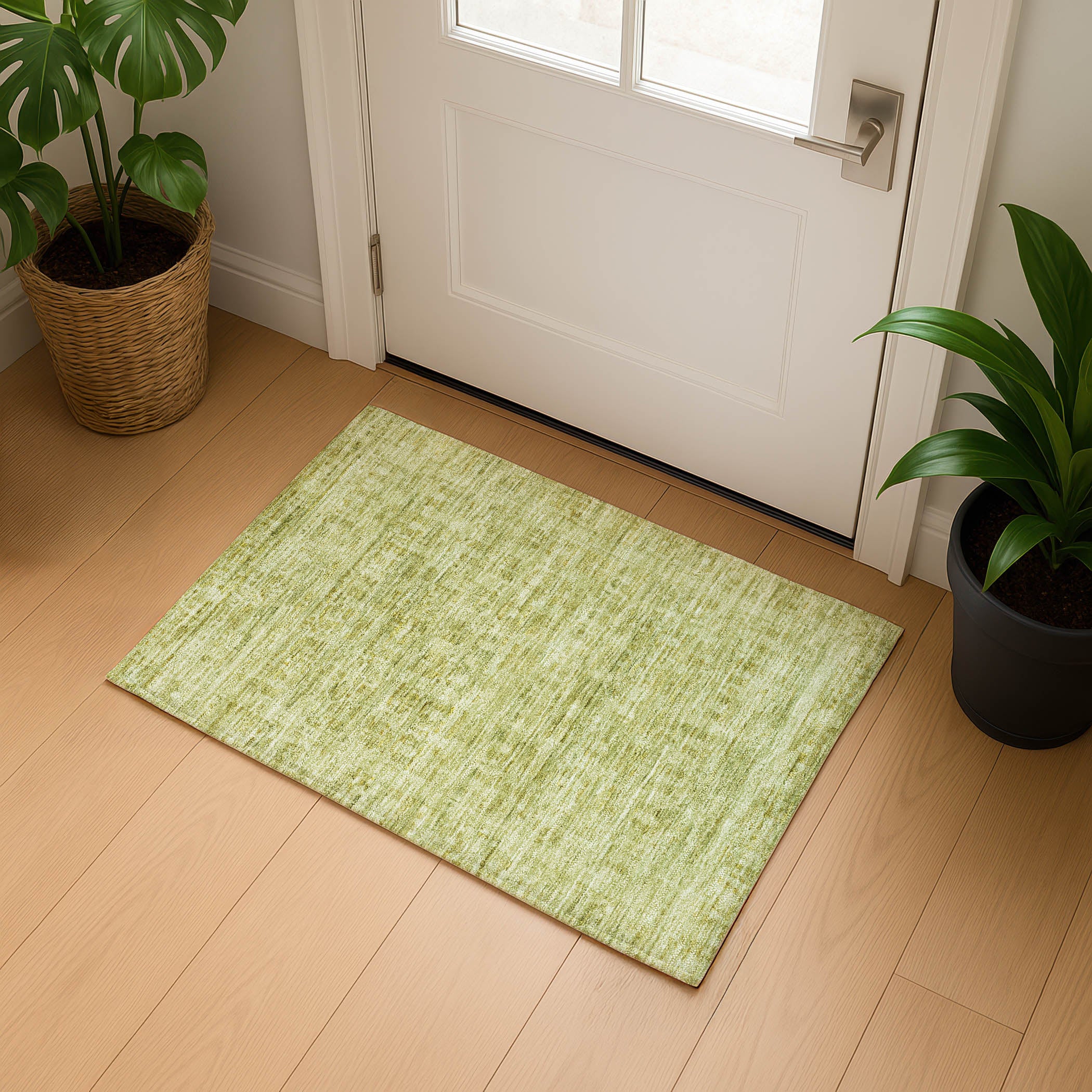 Luang Prabang Machine Washable Transitional Sage Green Rug 1'8" x 2'6" #shape_Rectangle