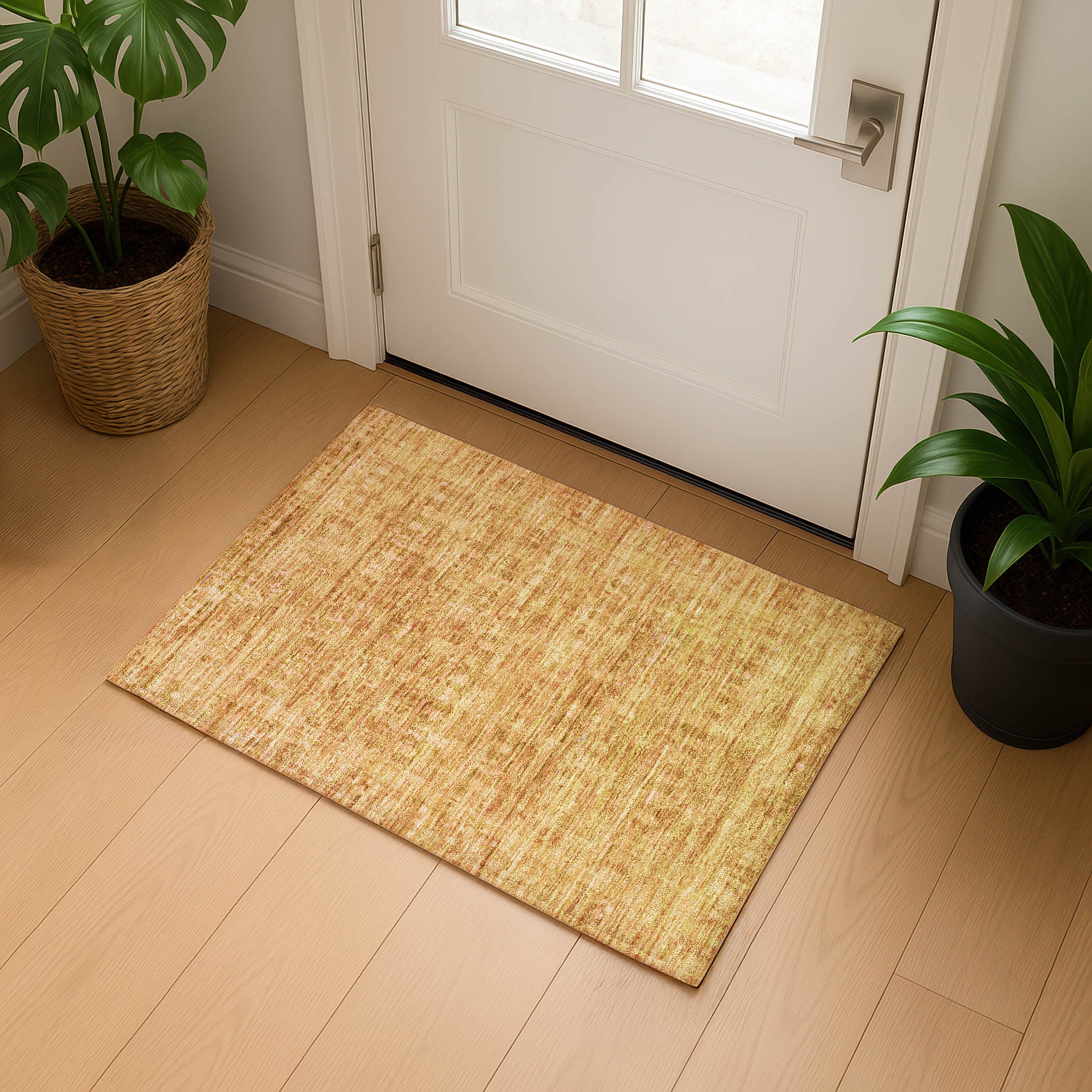 Luang Prabang Machine Washable Transitional Salmon Orange Rug 1'8" x 2'6" #shape_Rectangle