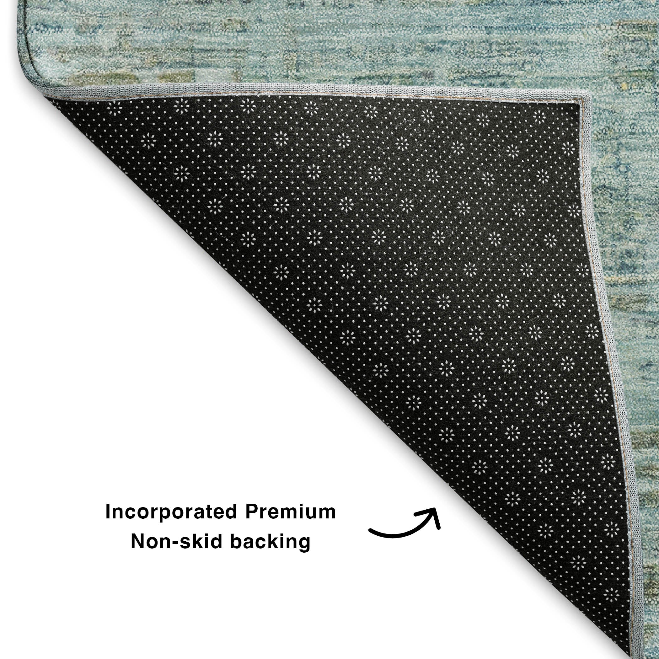 Luang Prabang Machine Washable Transitional Sky Blue Rug 1'8" x 2'6" #shape_Rectangle