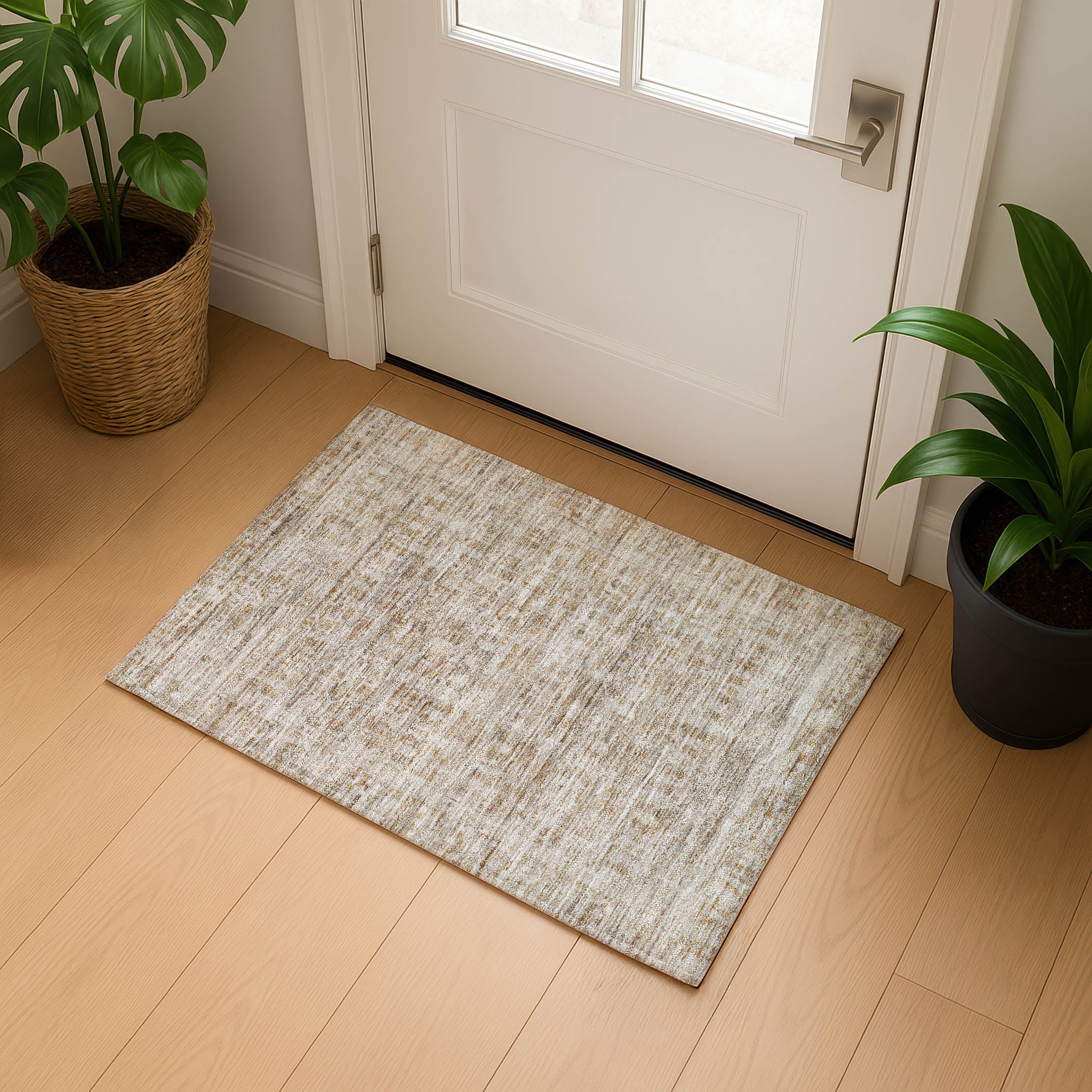 Luang Prabang Machine Washable Transitional Taupe Brown Rug 1'8" x 2'6" #shape_Rectangle