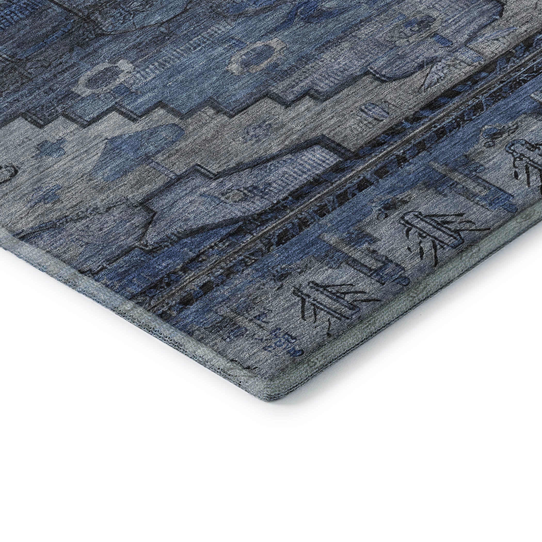 Rome Machine Washable Transitional Blue Rug 1'8" x 2'6" #shape_Rectangle