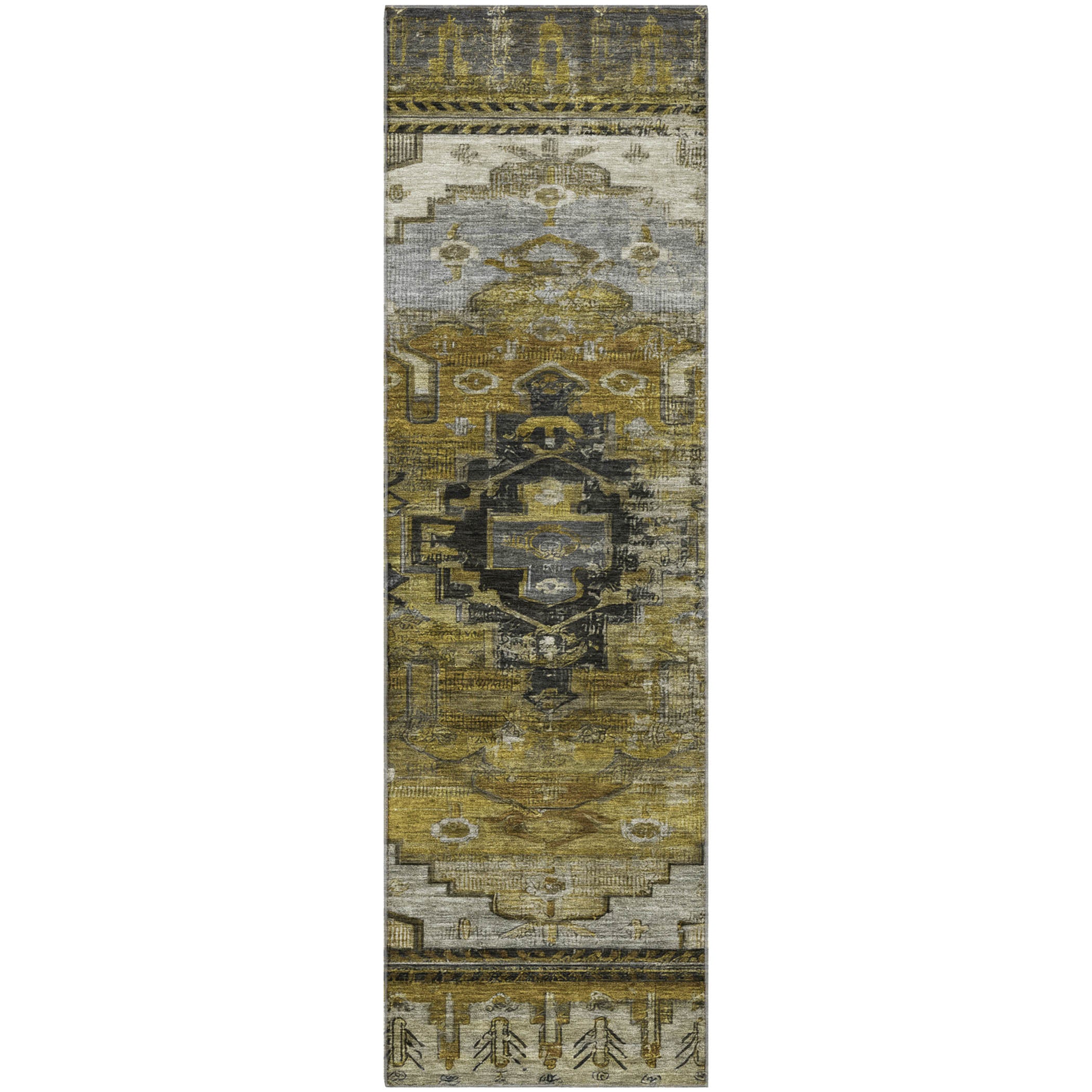 Rome Machine Washable Transitional Brown Rug 2'3" x 7'6" #shape_Runner