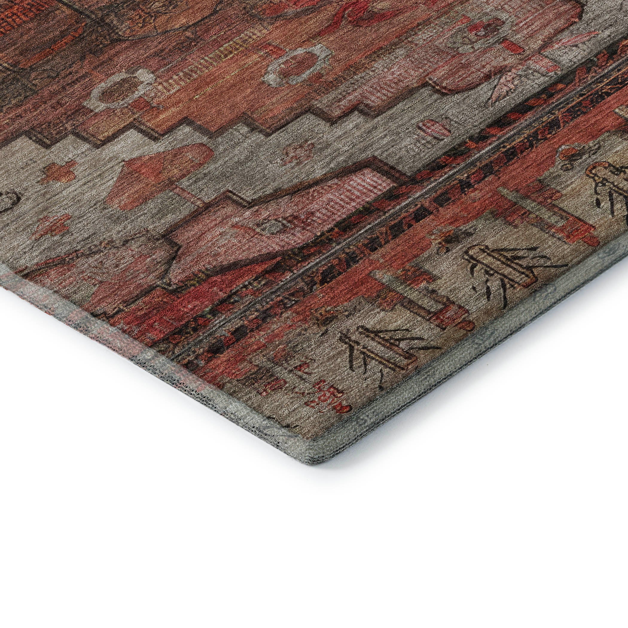 Rome Machine Washable Transitional Paprika Orange Rug 1'8" x 2'6" #shape_Rectangle