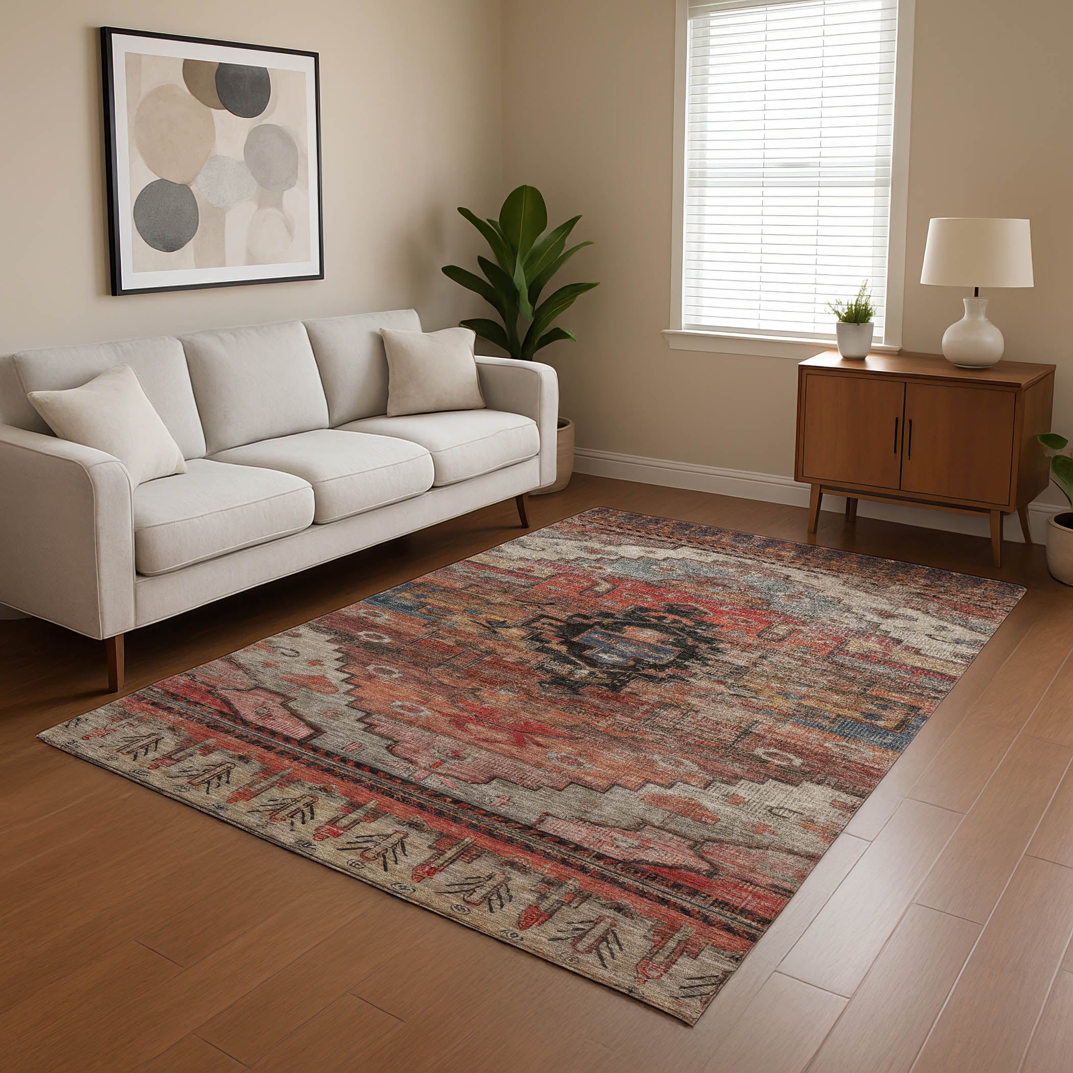 Rome Machine Washable Transitional Paprika Orange Rug 2'6" x 3'10" #shape_Rectangle