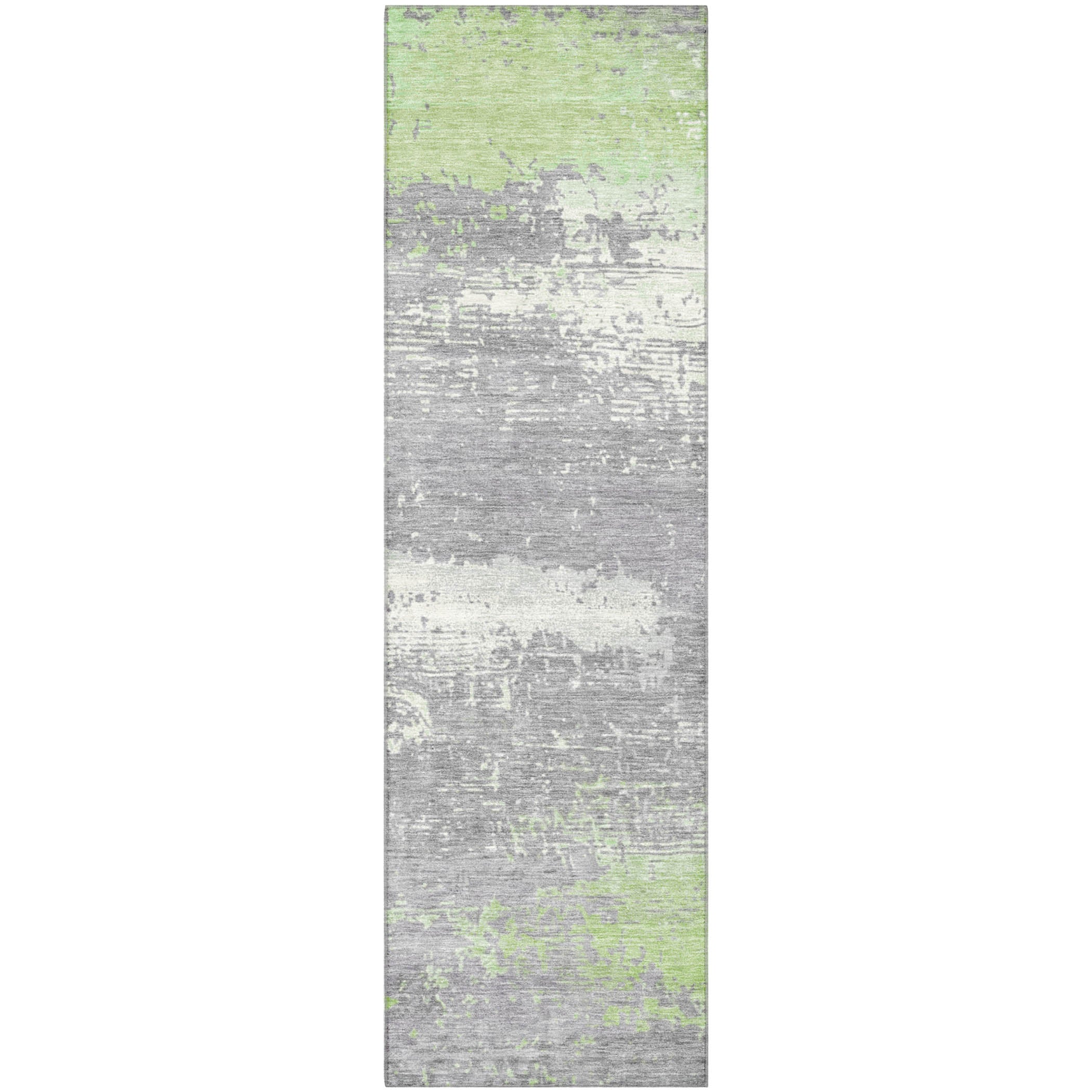 Porto Machine Washable Transitional Aloe Green Rug 2'3" x 7'6" #shape_Runner
