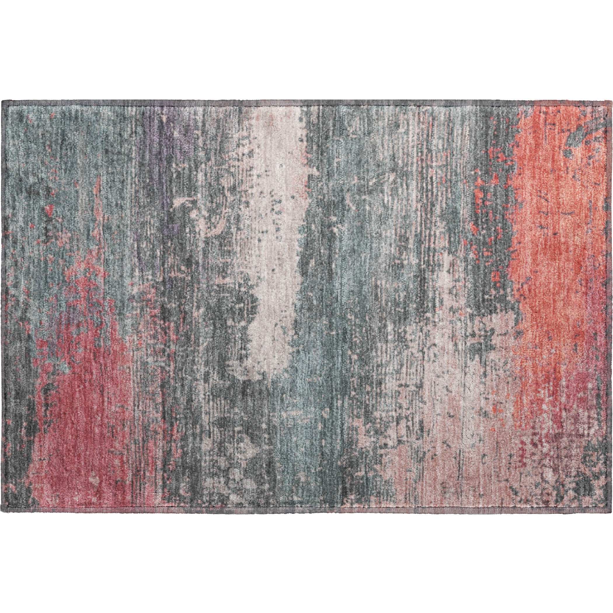 Porto Machine Washable Transitional Coral Orange Rug 1'8" x 2'6" #shape_Rectangle