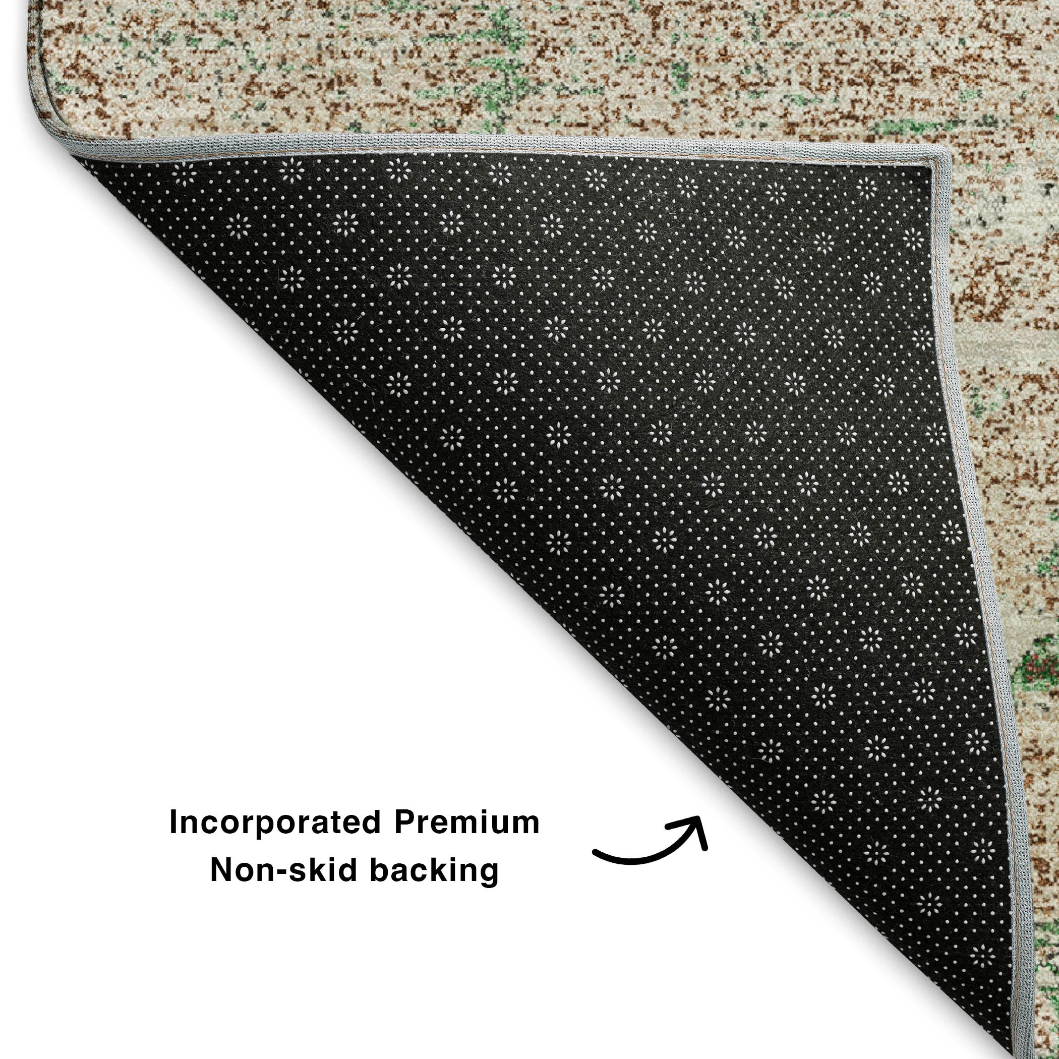 Porto Machine Washable Transitional Khaki Brown Rug 1'8" x 2'6" #shape_Rectangle