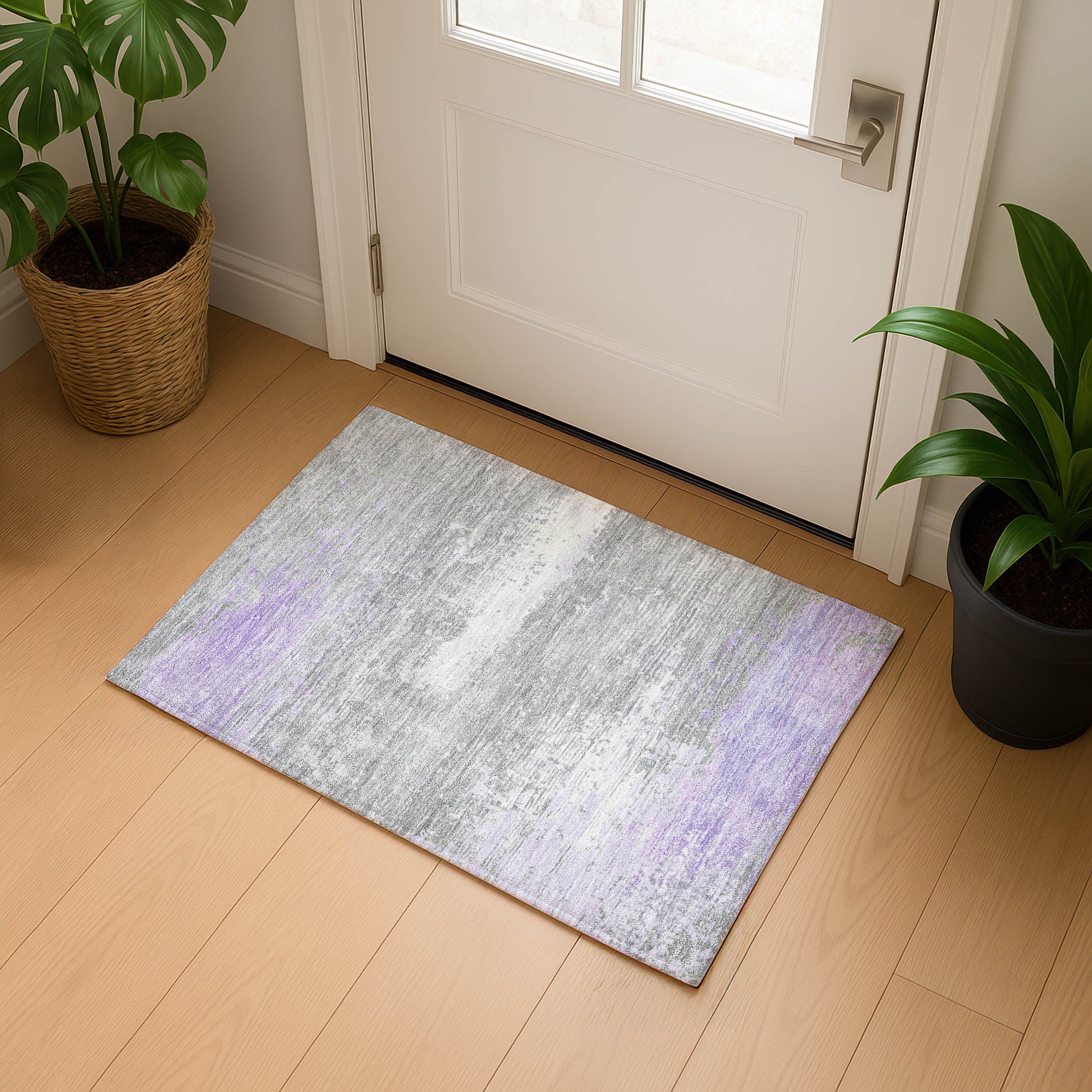 Porto Machine Washable Transitional Lavender Purple Rug 1'8" x 2'6" #shape_Rectangle