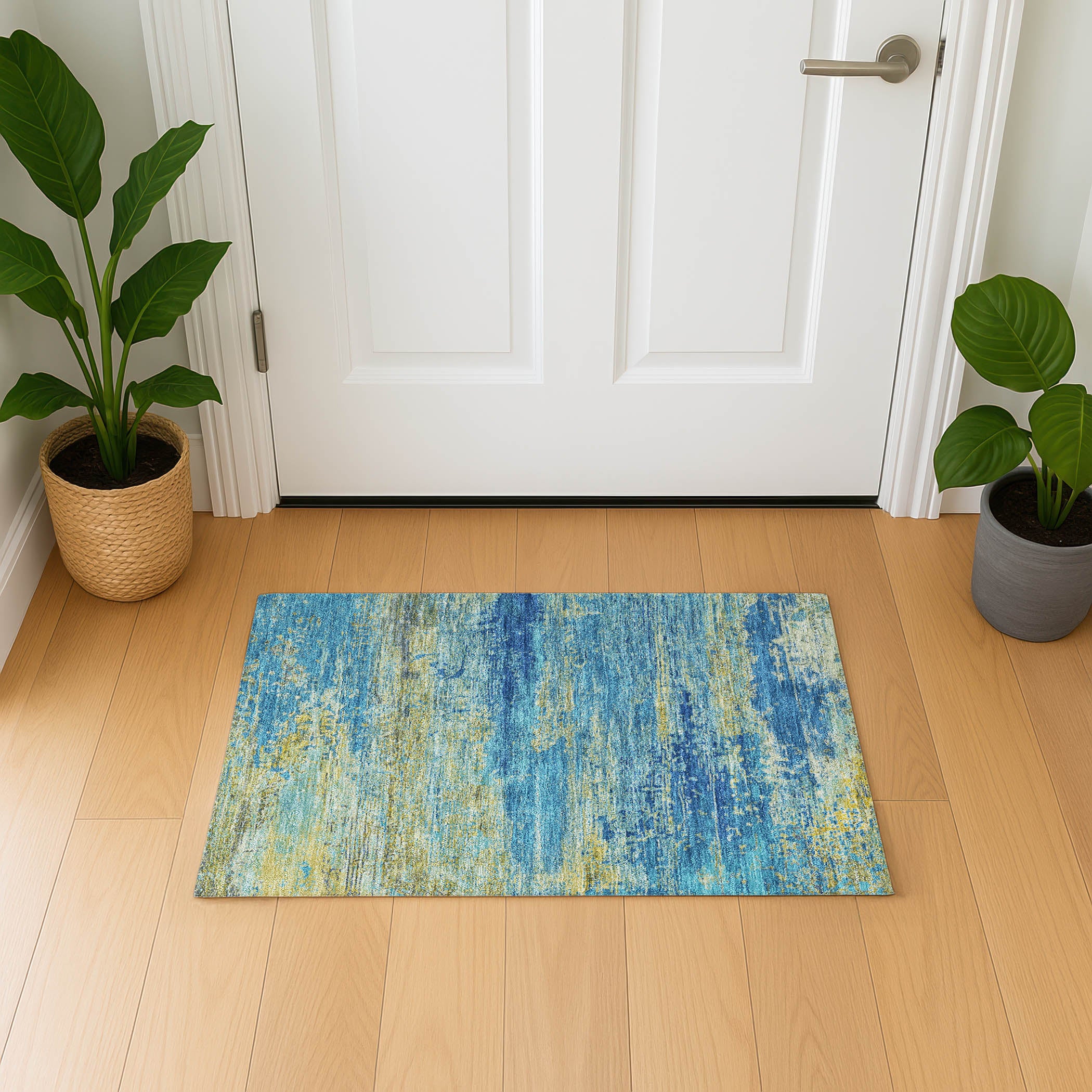 Porto Machine Washable Transitional Navy Blue Rug 1'8" x 2'6" #shape_Rectangle