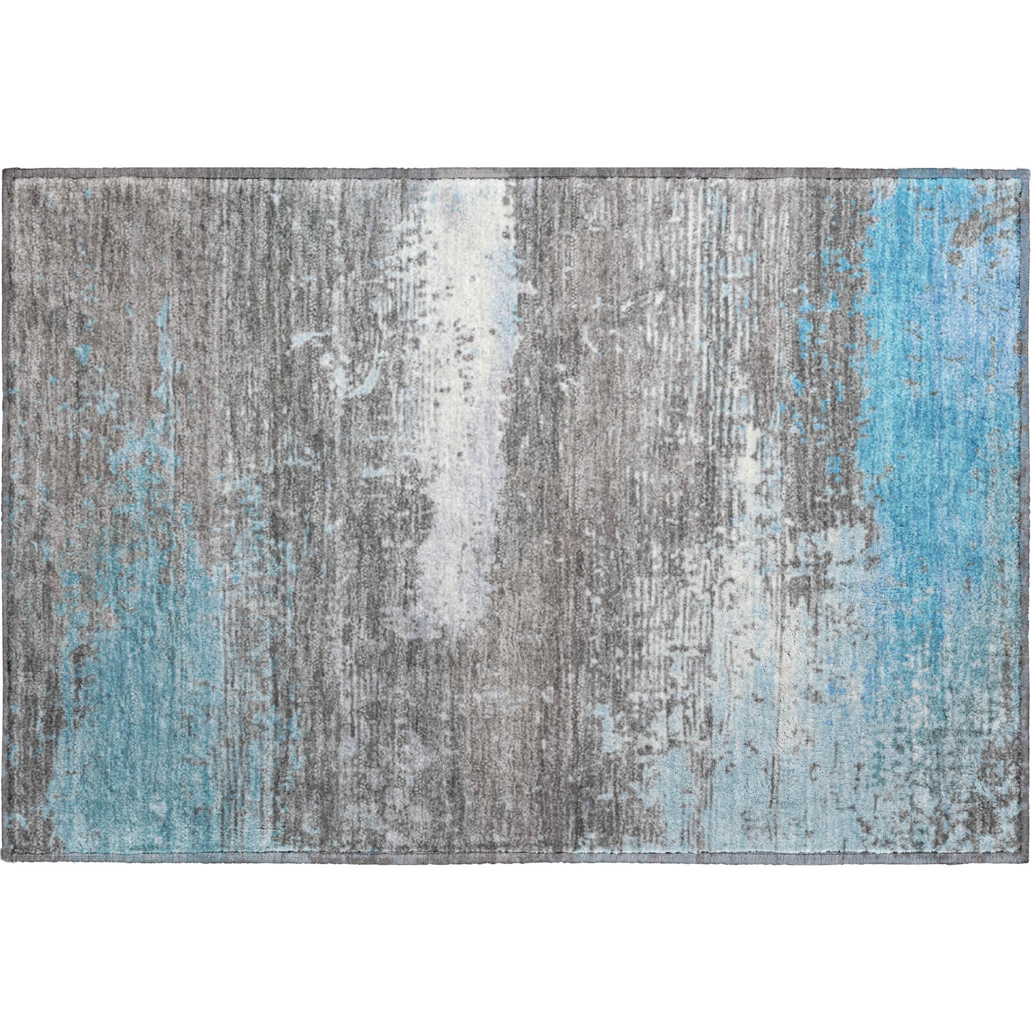 Porto Machine Washable Transitional Teal Rug 1'8" x 2'6" #shape_Rectangle