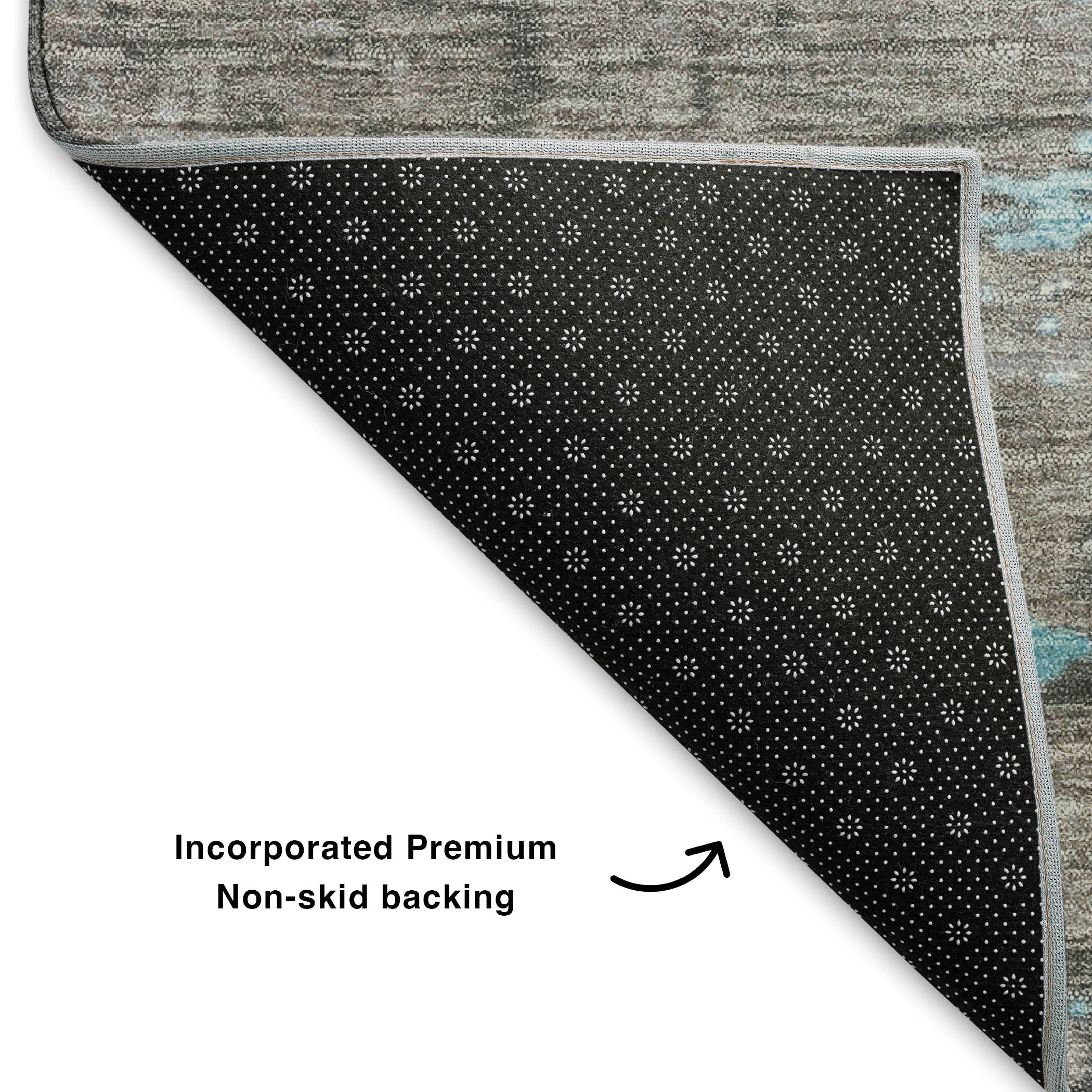 Porto Machine Washable Transitional Teal Rug 1'8" x 2'6" #shape_Rectangle