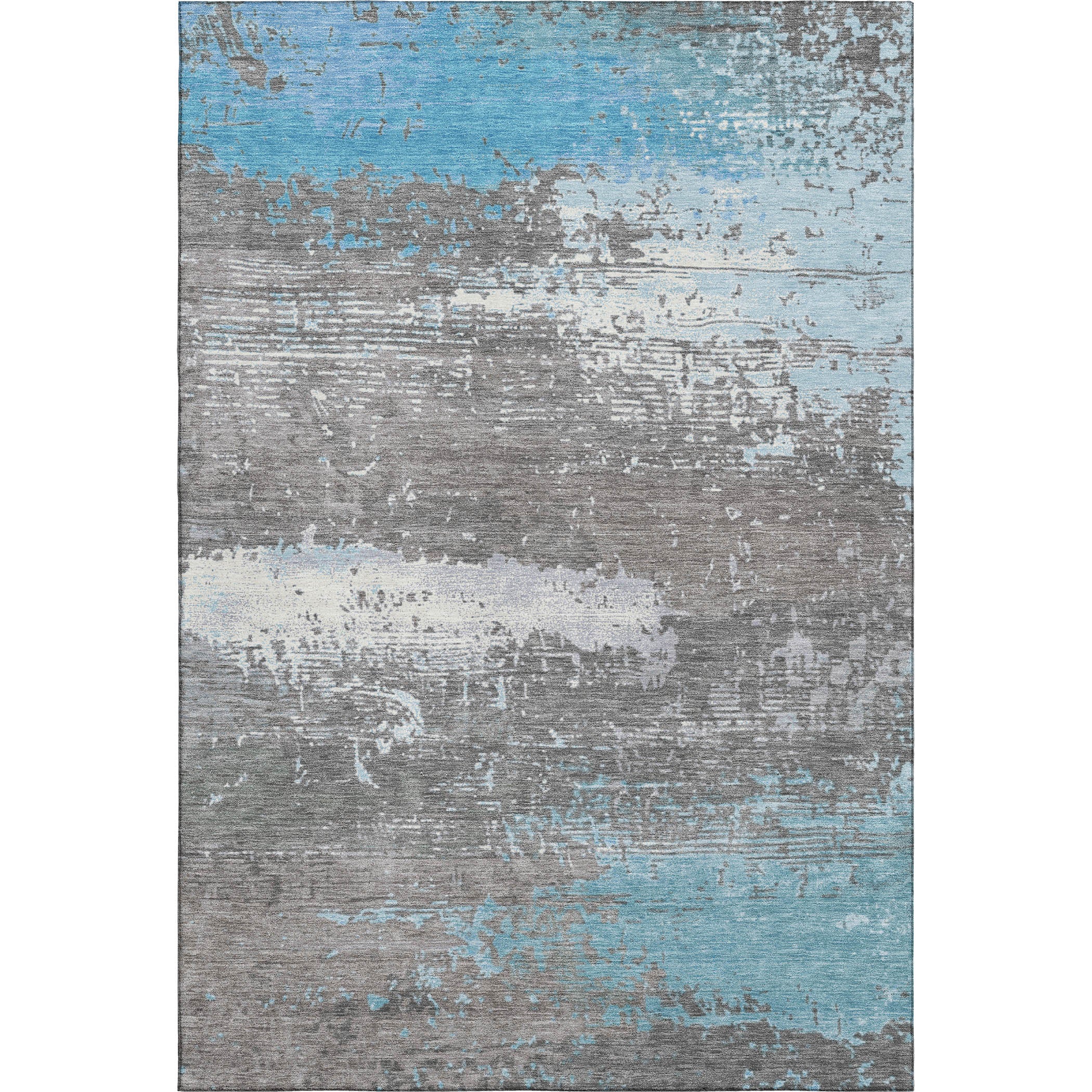 Porto Machine Washable Transitional Teal Rug 2'6" x 3'10" #shape_Rectangle
