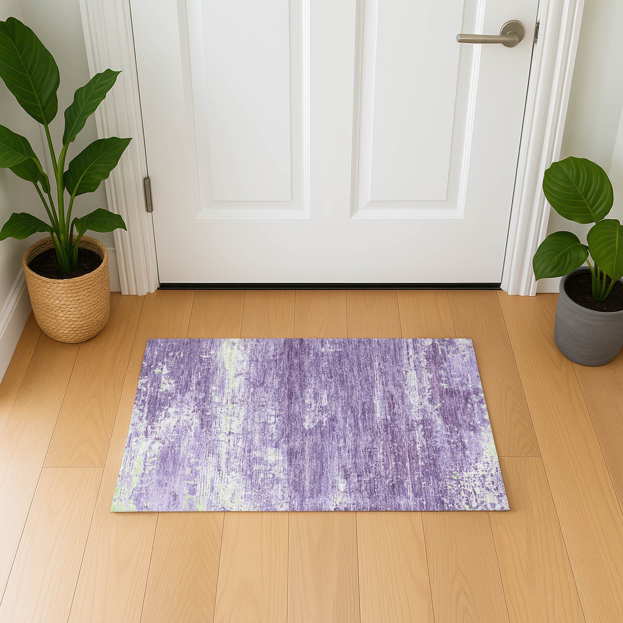 Mdina Machine Washable Transitional Purple Rug 1'8" x 2'6" #shape_Rectangle