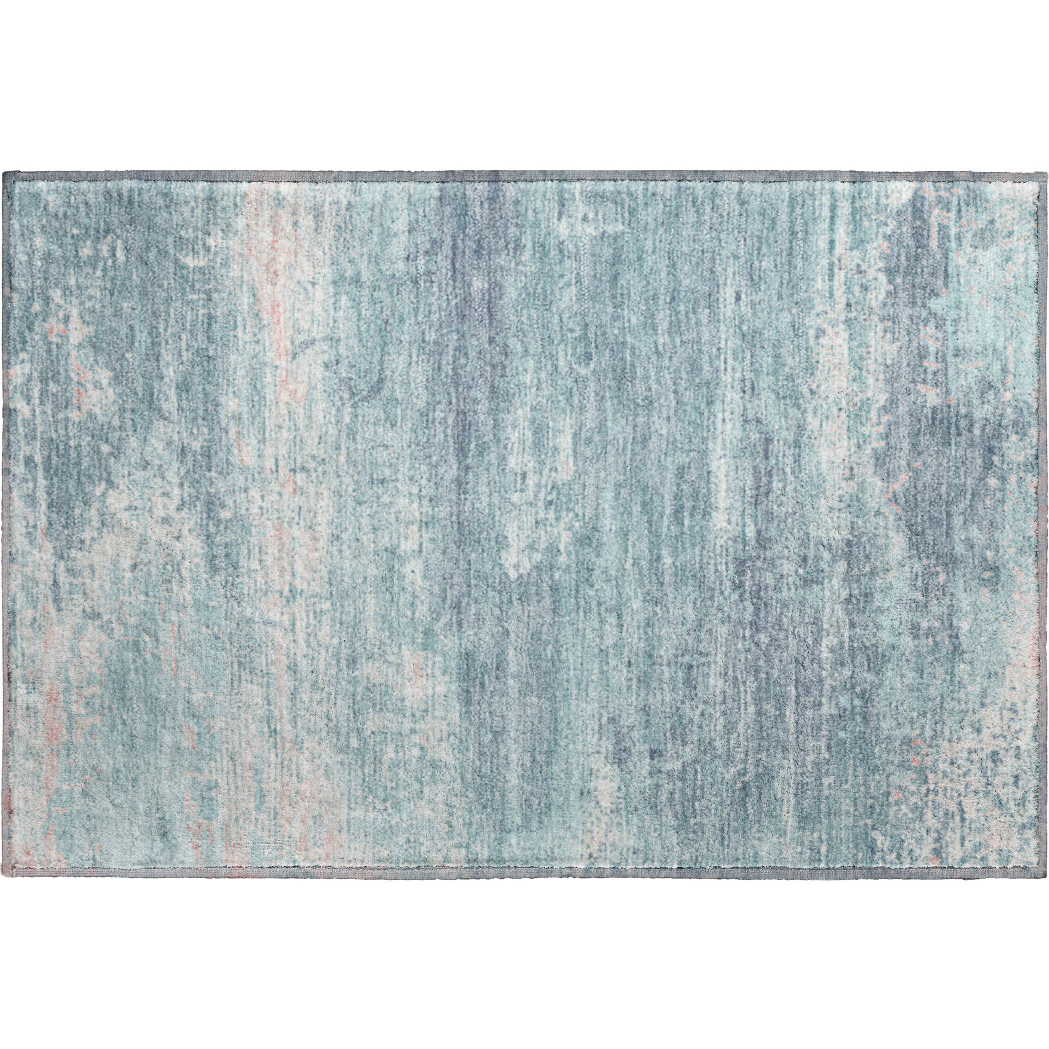 Mdina Machine Washable Transitional Teal Rug 1'8" x 2'6" #shape_Rectangle