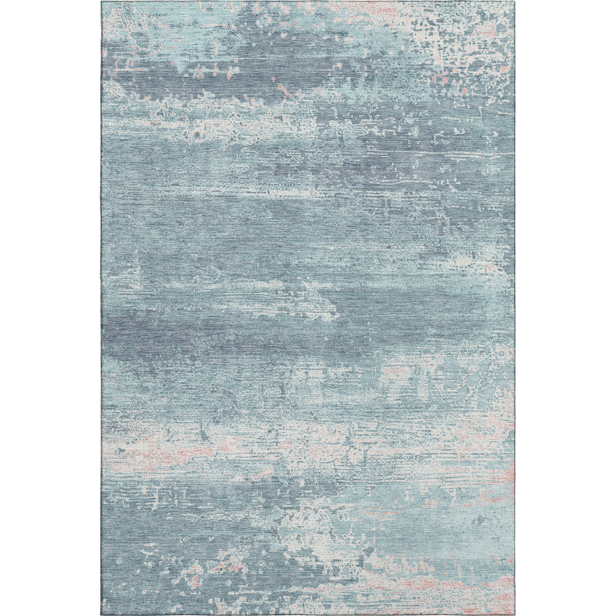 Mdina Machine Washable Transitional Teal Rug 2'6" x 3'10" #shape_Rectangle