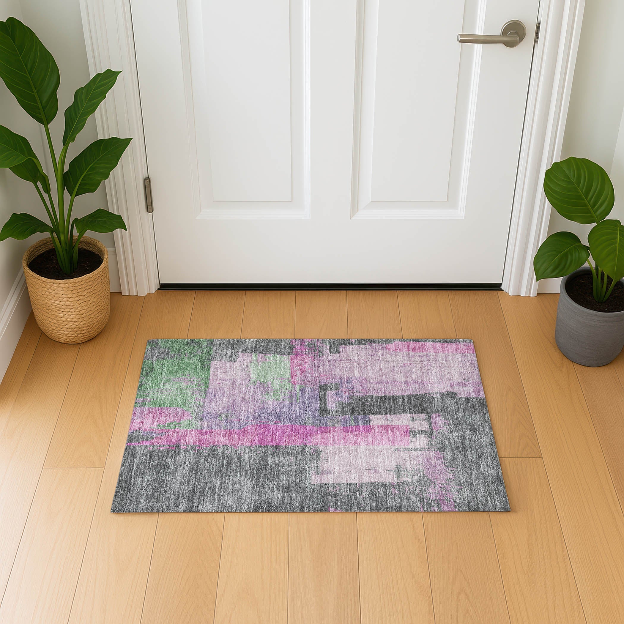 Bruges Machine Washable Transitional Blush Pink Rug 1'8" x 2'6" #shape_Rectangle