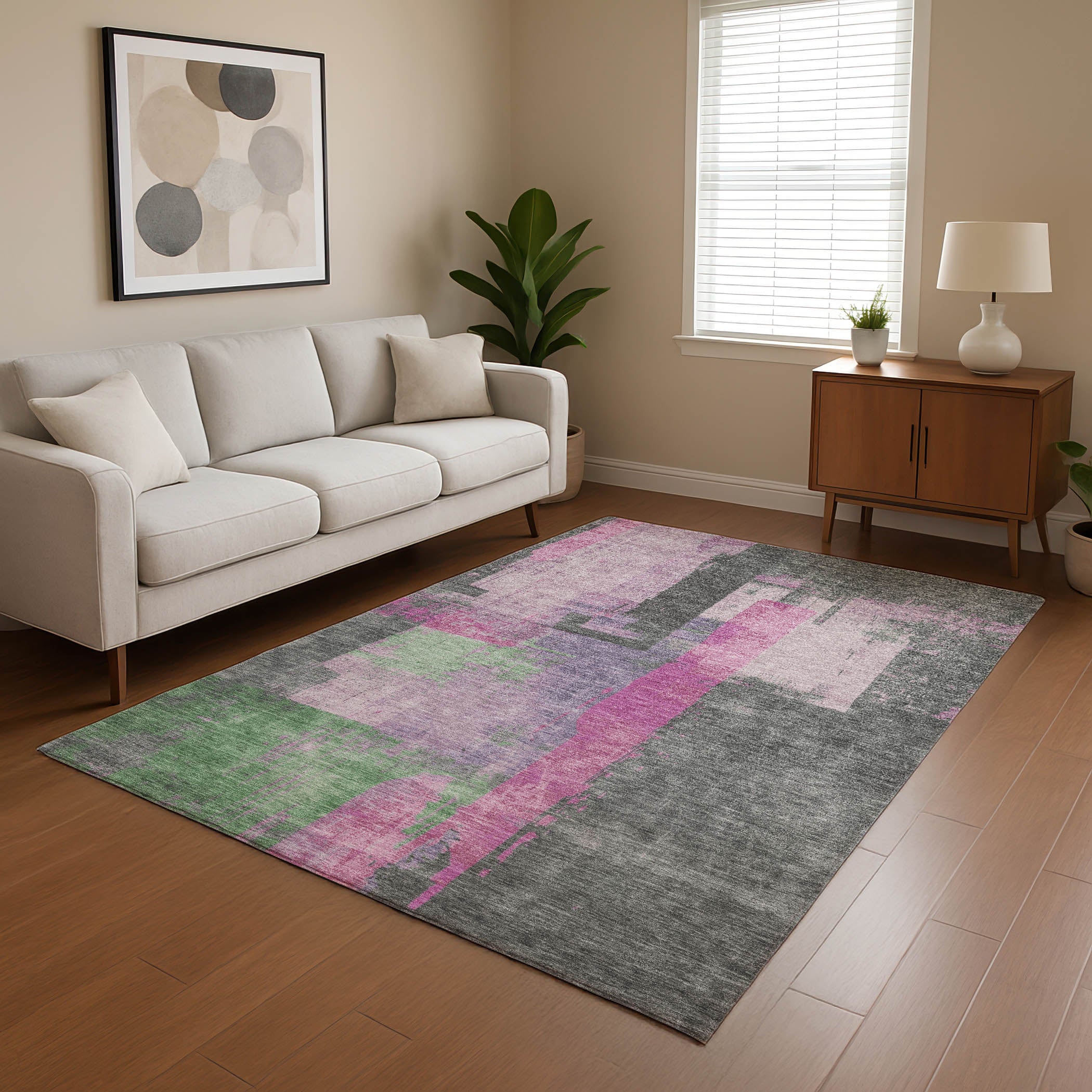 Bruges Machine Washable Transitional Blush Pink Rug 2'6" x 3'10" #shape_Rectangle