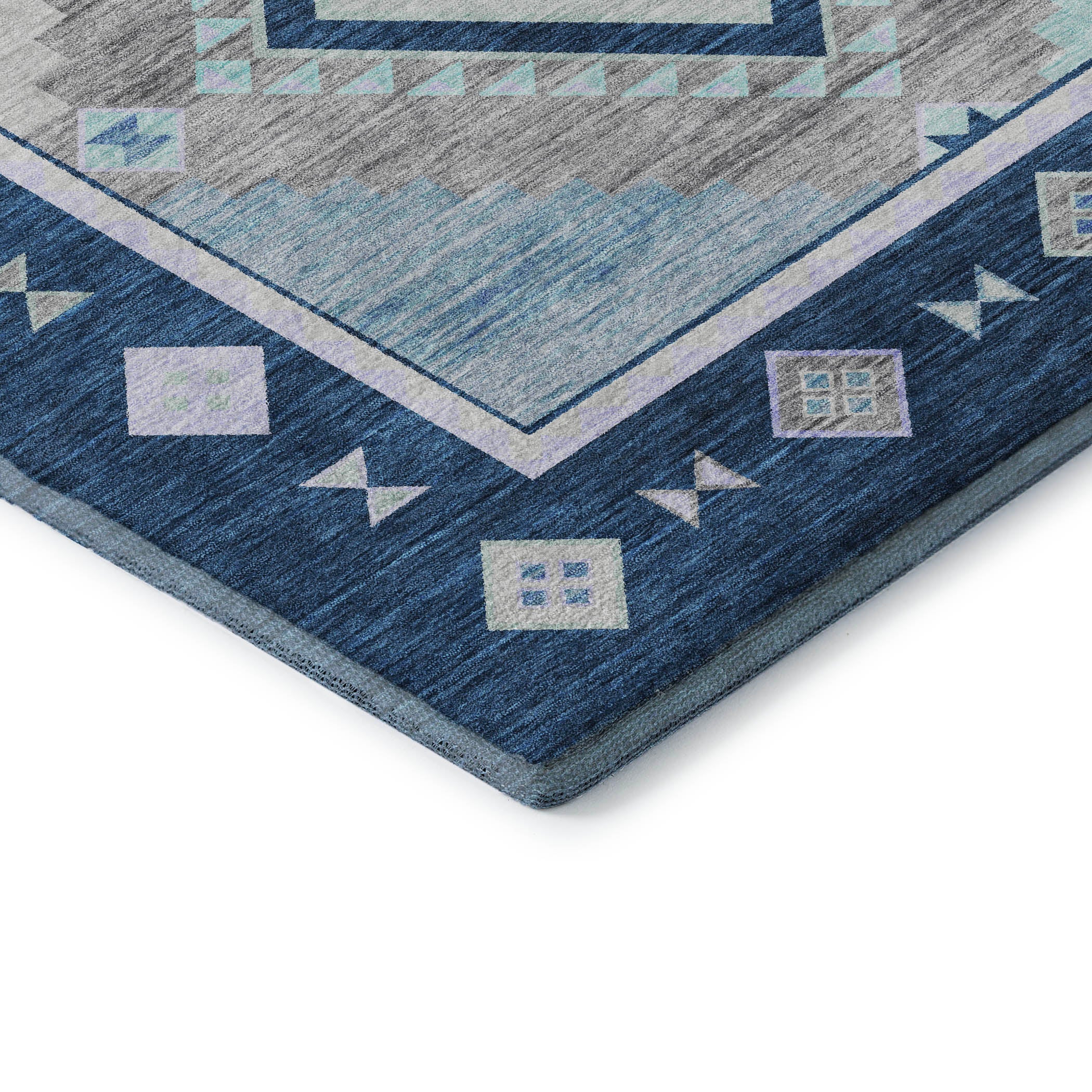 Vienna Machine Washable Southwest Blue Rug 1'8" x 2'6" #shape_Rectangle