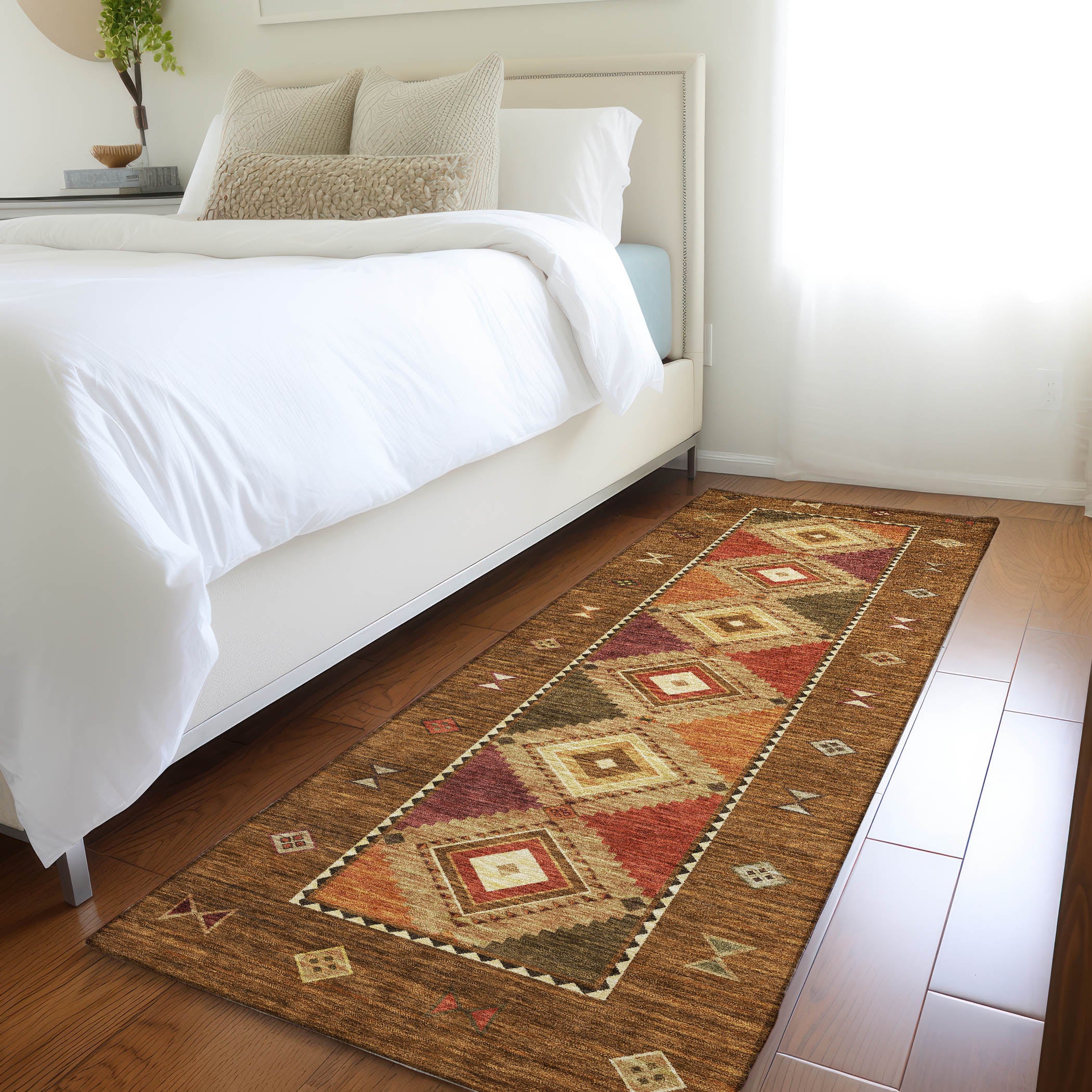 Vienna Machine Washable Southwest Brown Rug 2'3" x 7'6" #shape_Runner