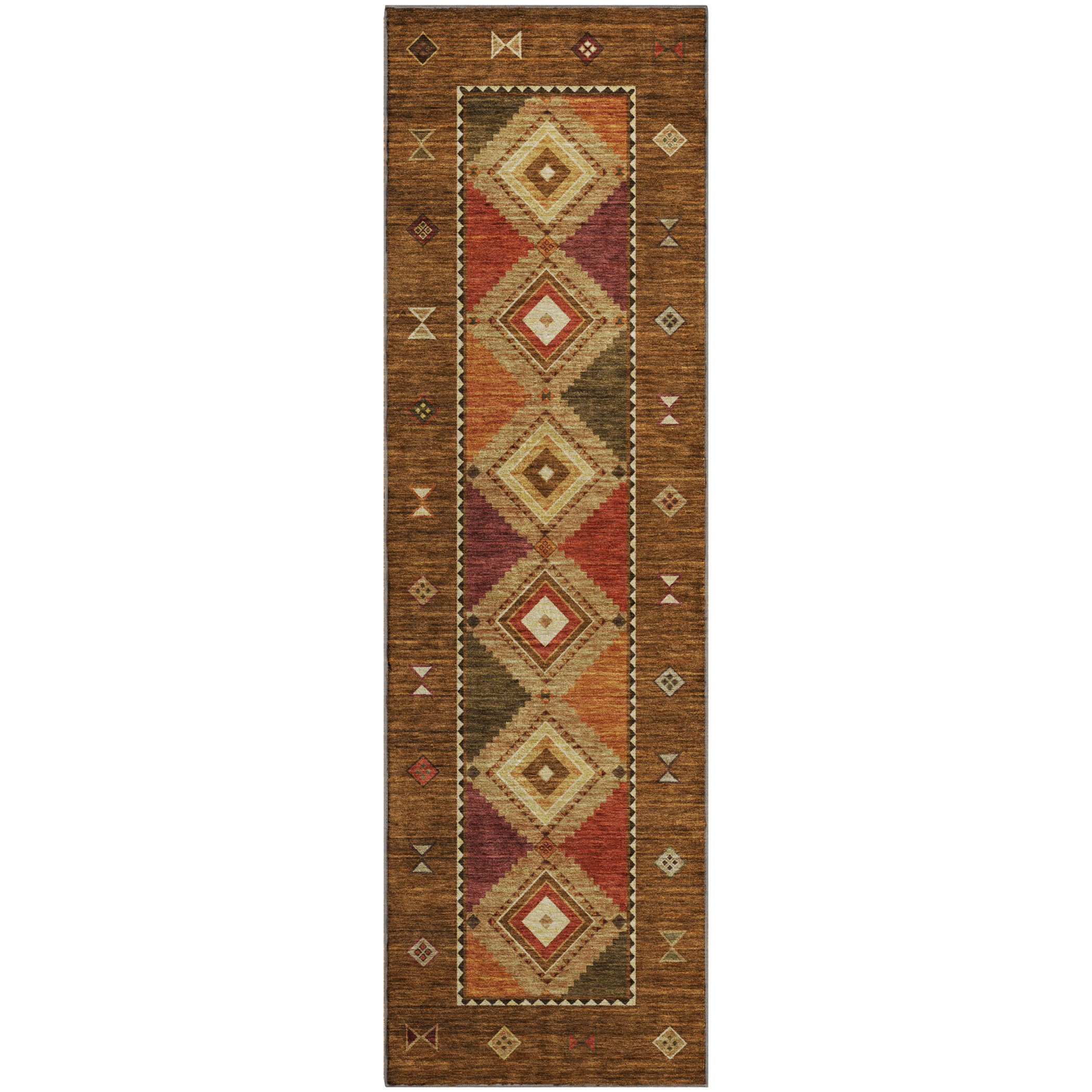 Vienna Machine Washable Southwest Brown Rug 2'3" x 7'6" #shape_Runner