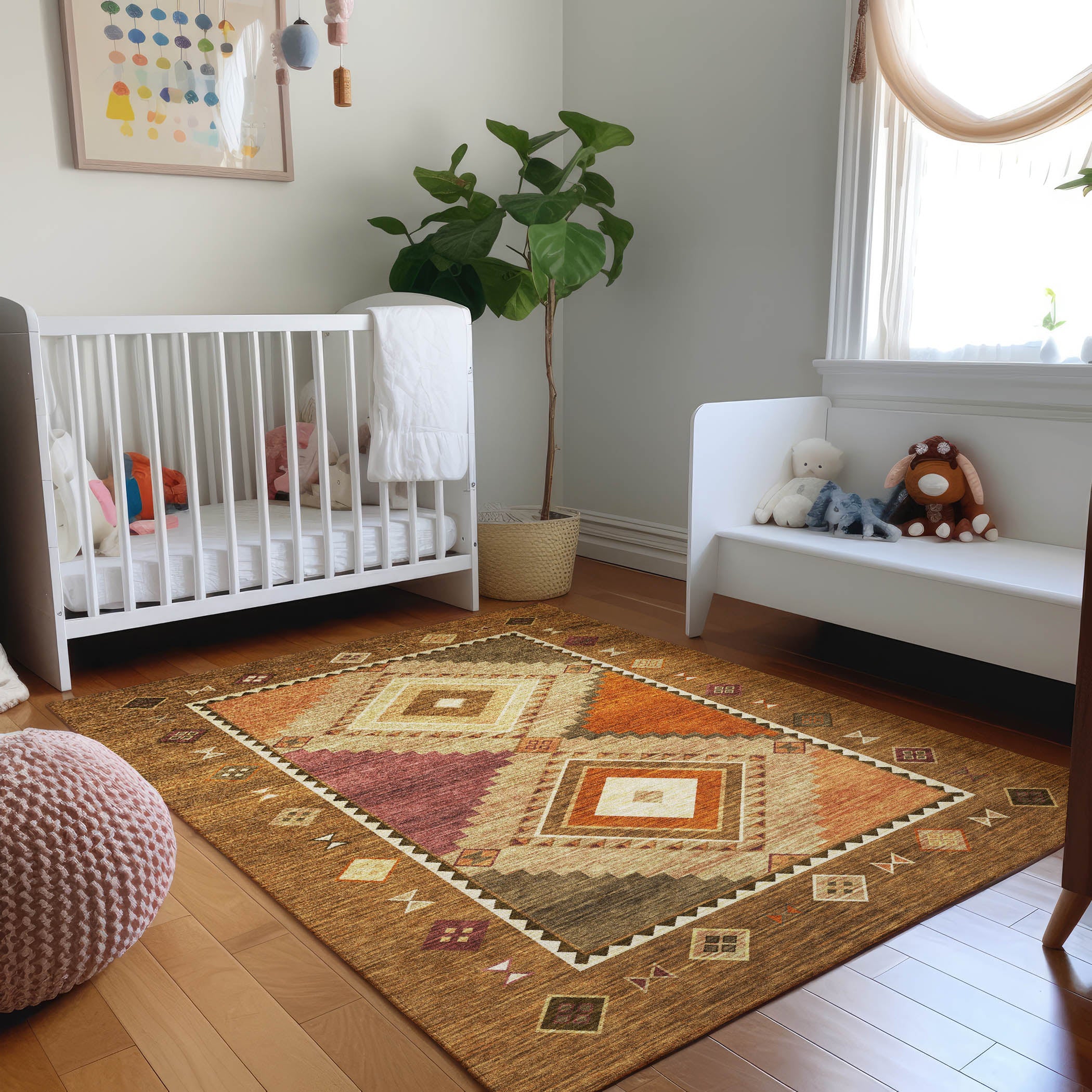 Vienna Machine Washable Southwest Brown Rug 2'6" x 3'10" #shape_Rectangle