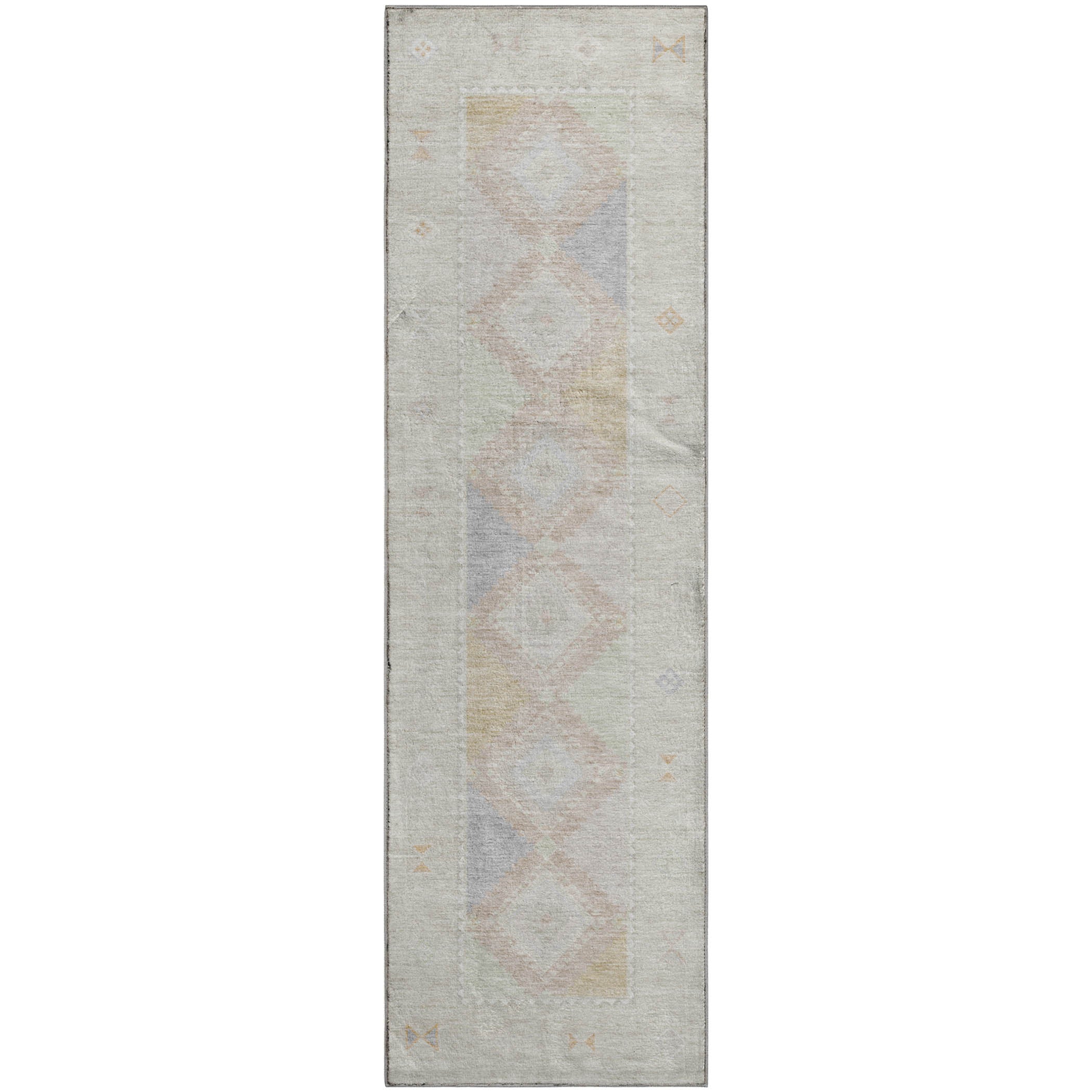 Vienna Machine Washable Southwest Gray Ivory Rug 2'3" x 7'6" #shape_Runner