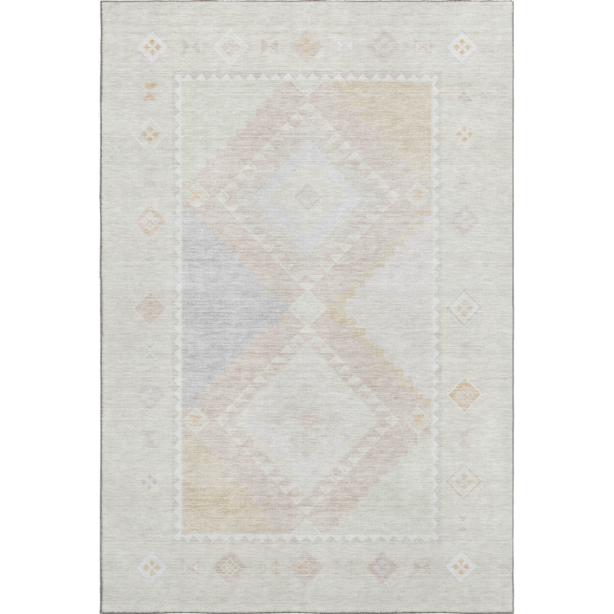 Vienna Machine Washable Southwest Gray Ivory Rug 2'6" x 3'10" #shape_Rectangle