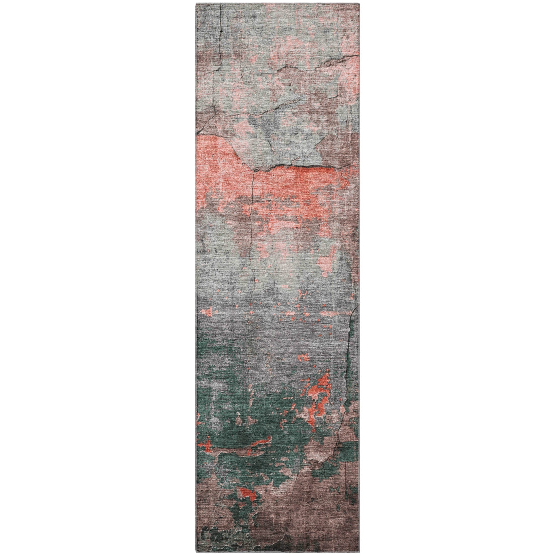 Kathmandu Machine Washable Transitional Coral Orange Rug 2'3" x 7'6" #shape_Runner