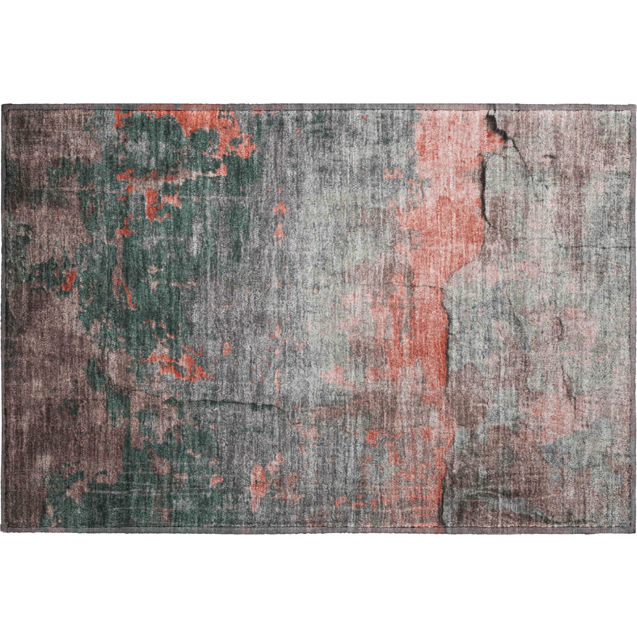 Kathmandu Machine Washable Transitional Coral Orange Rug 1'8" x 2'6" #shape_Rectangle