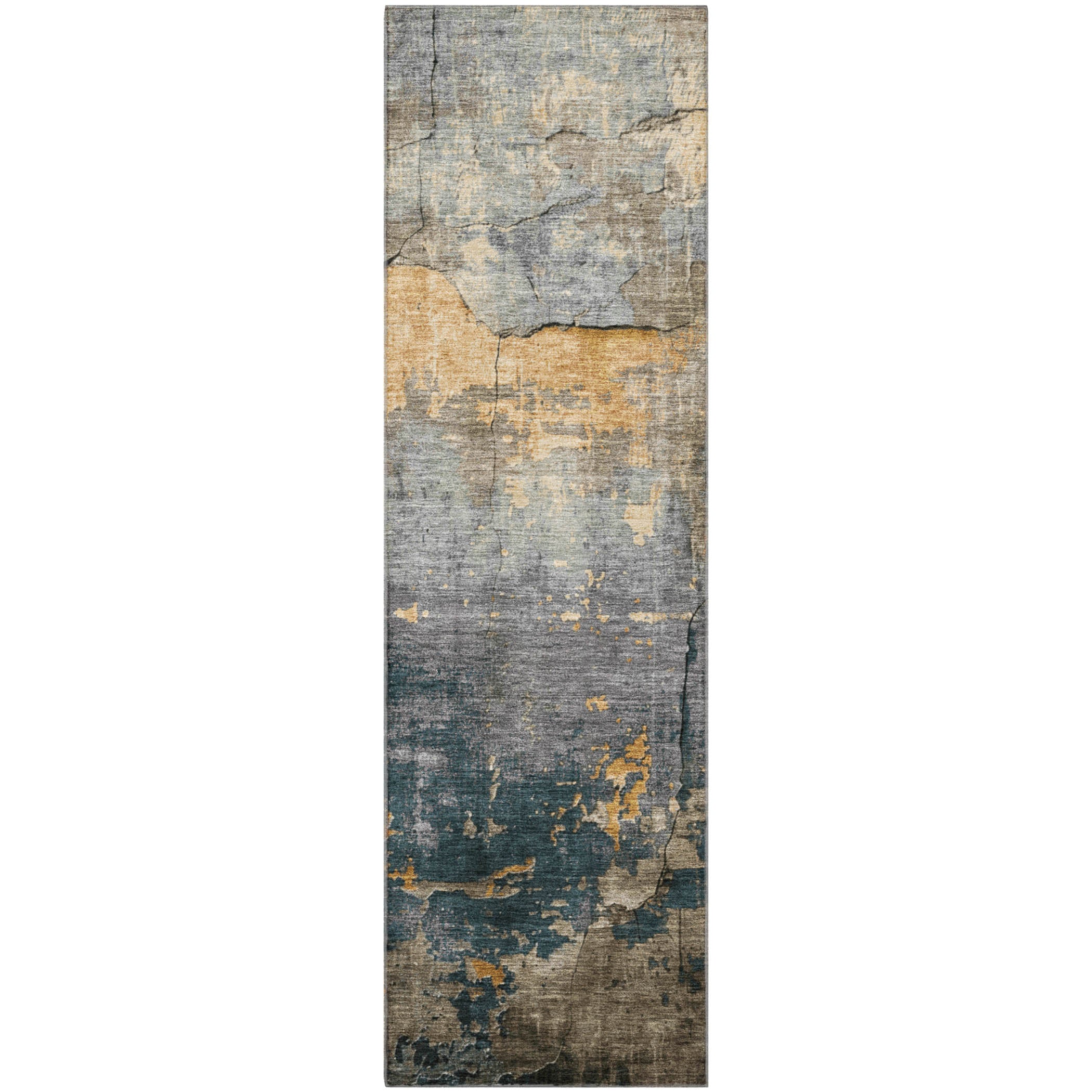 Kathmandu Machine Washable Transitional Gray Rug 2'3" x 7'6" #shape_Runner