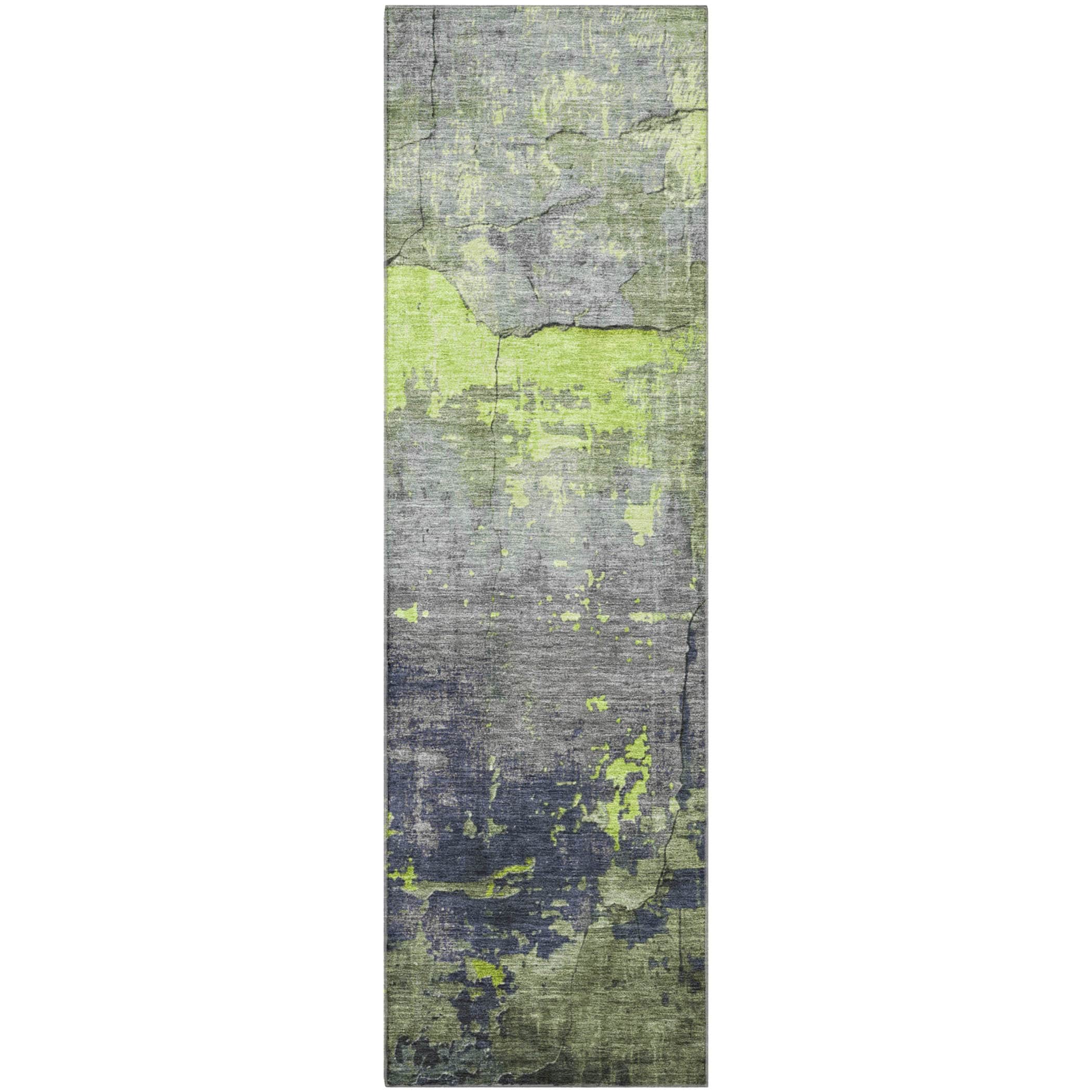 Kathmandu Machine Washable Transitional Lime Green Rug 2'3" x 7'6" #shape_Runner