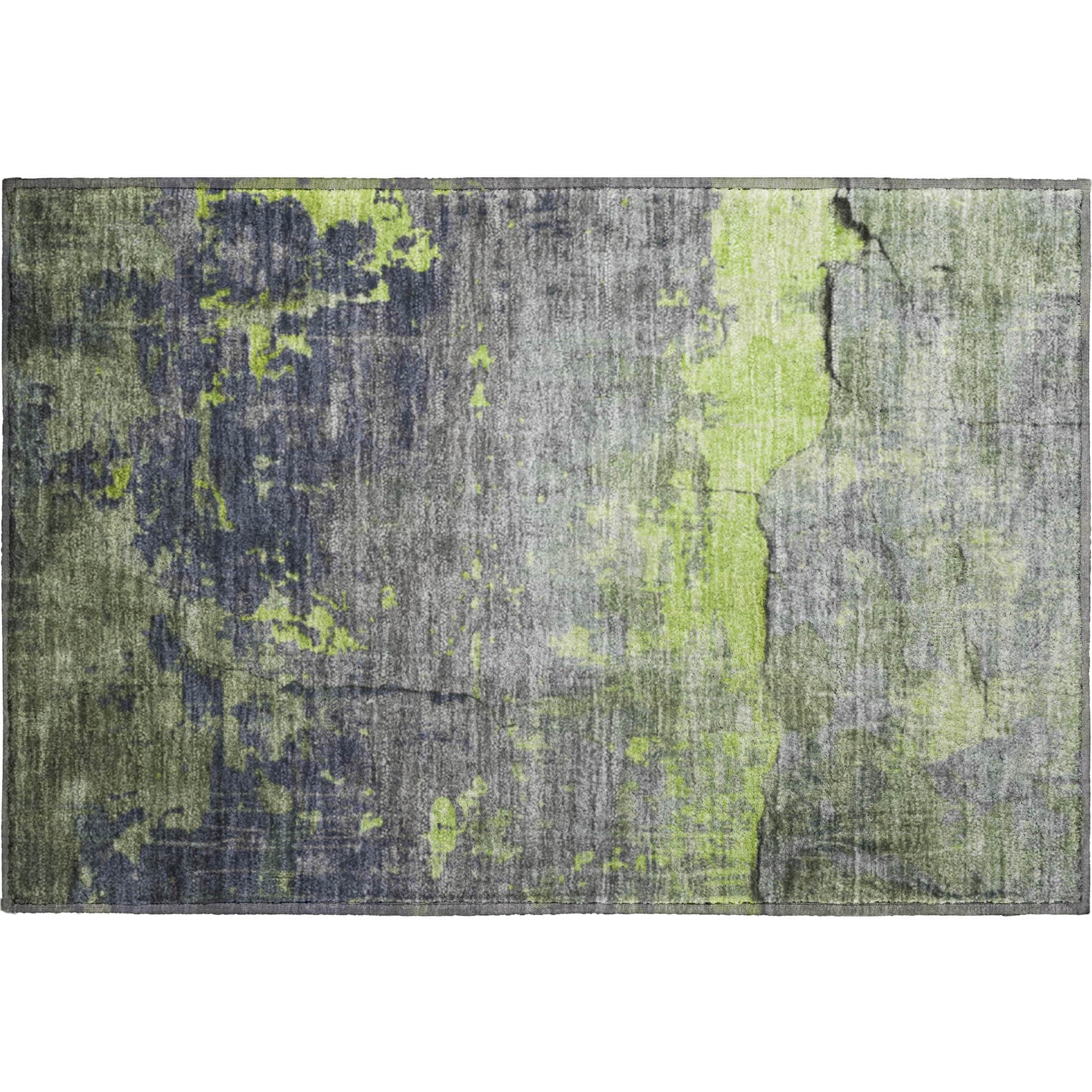 Kathmandu Machine Washable Transitional Lime Green Rug 1'8" x 2'6" #shape_Rectangle